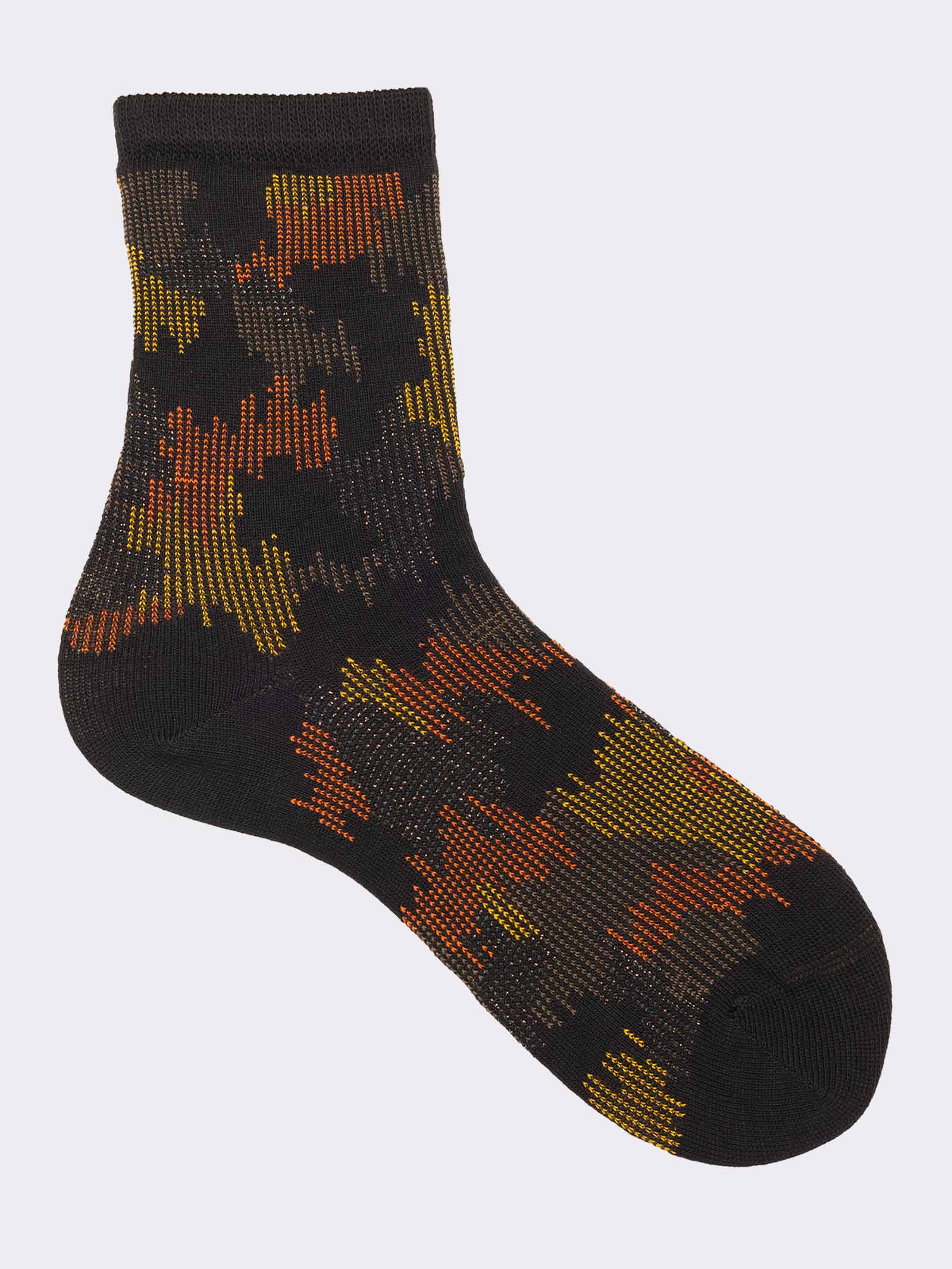 Damen-Kurzsocken mit Militärmuster aus warmem Baumwolle - Hergestellt in Italien - Image 1
