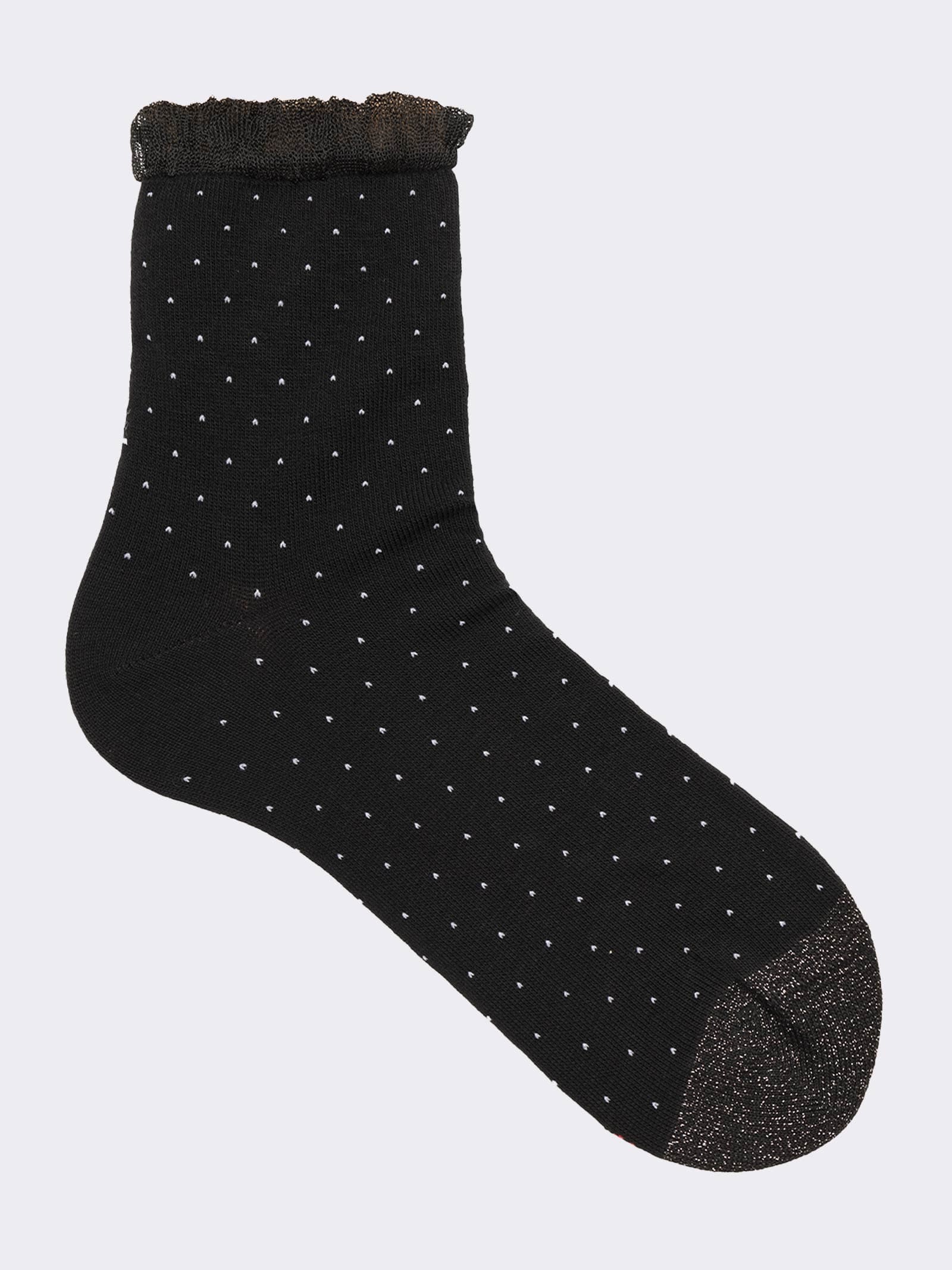 Damen-Kurzsocken mit Fantasiemuster und warmem Baumwollbund - Hergestellt in Italien