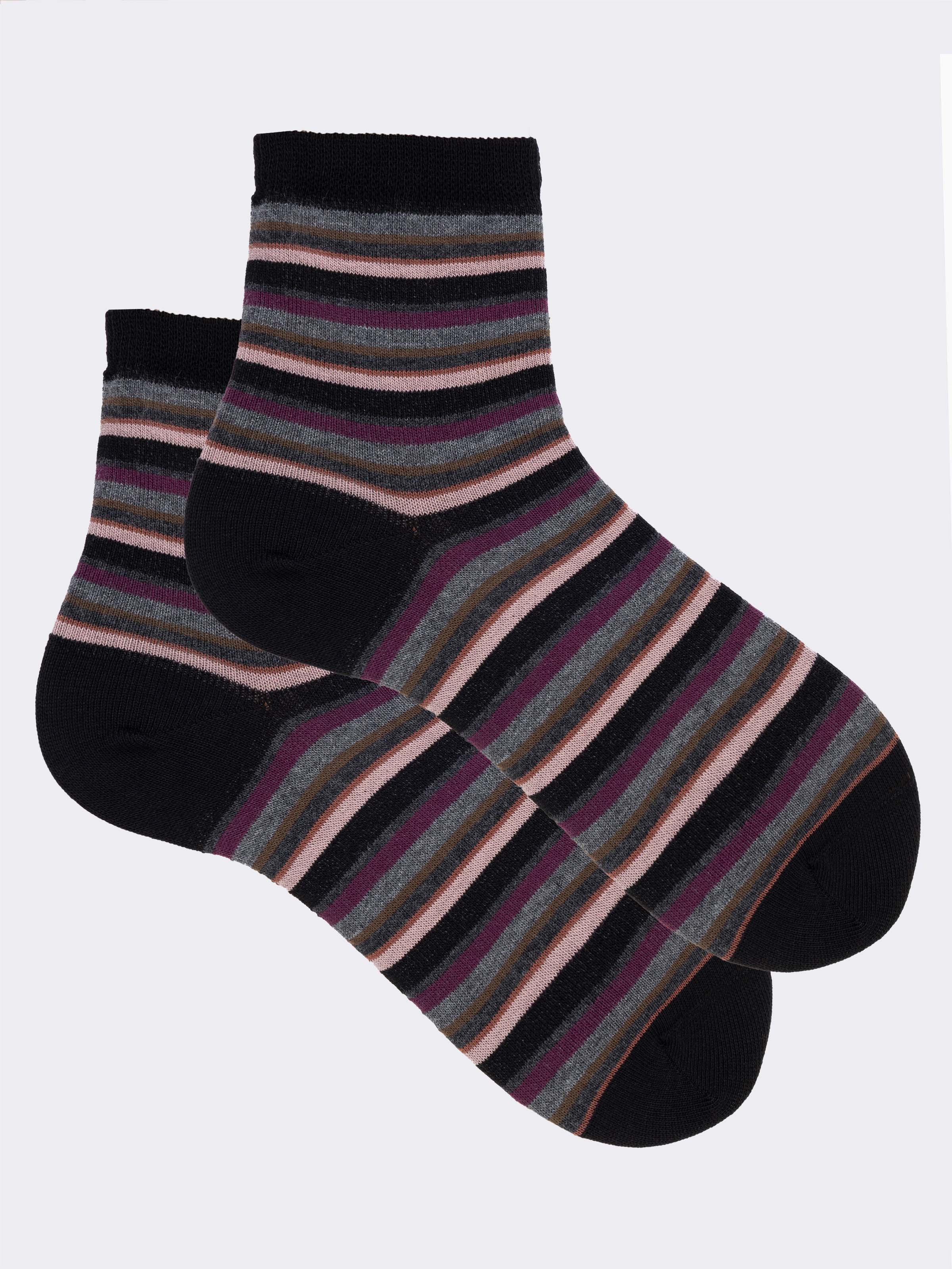 Women's Short Cotton Socks Geometric Pattern - Made in Italy - Image 1