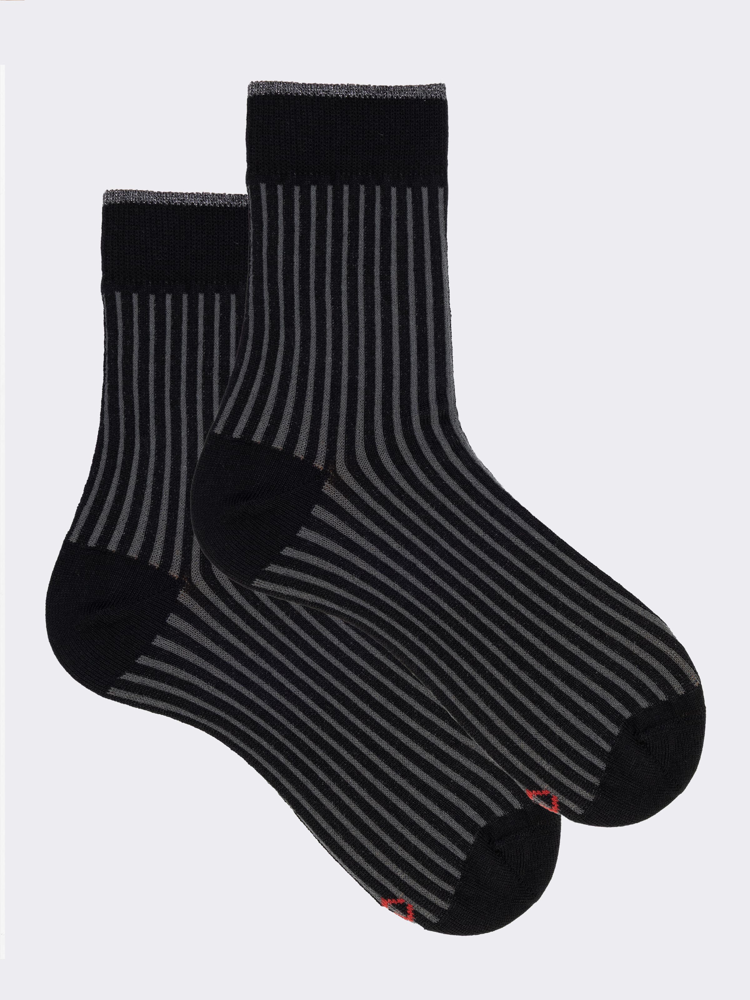 Calcetines Cortos de Algodón Canalé Contraste - Made in Italy - Image 1