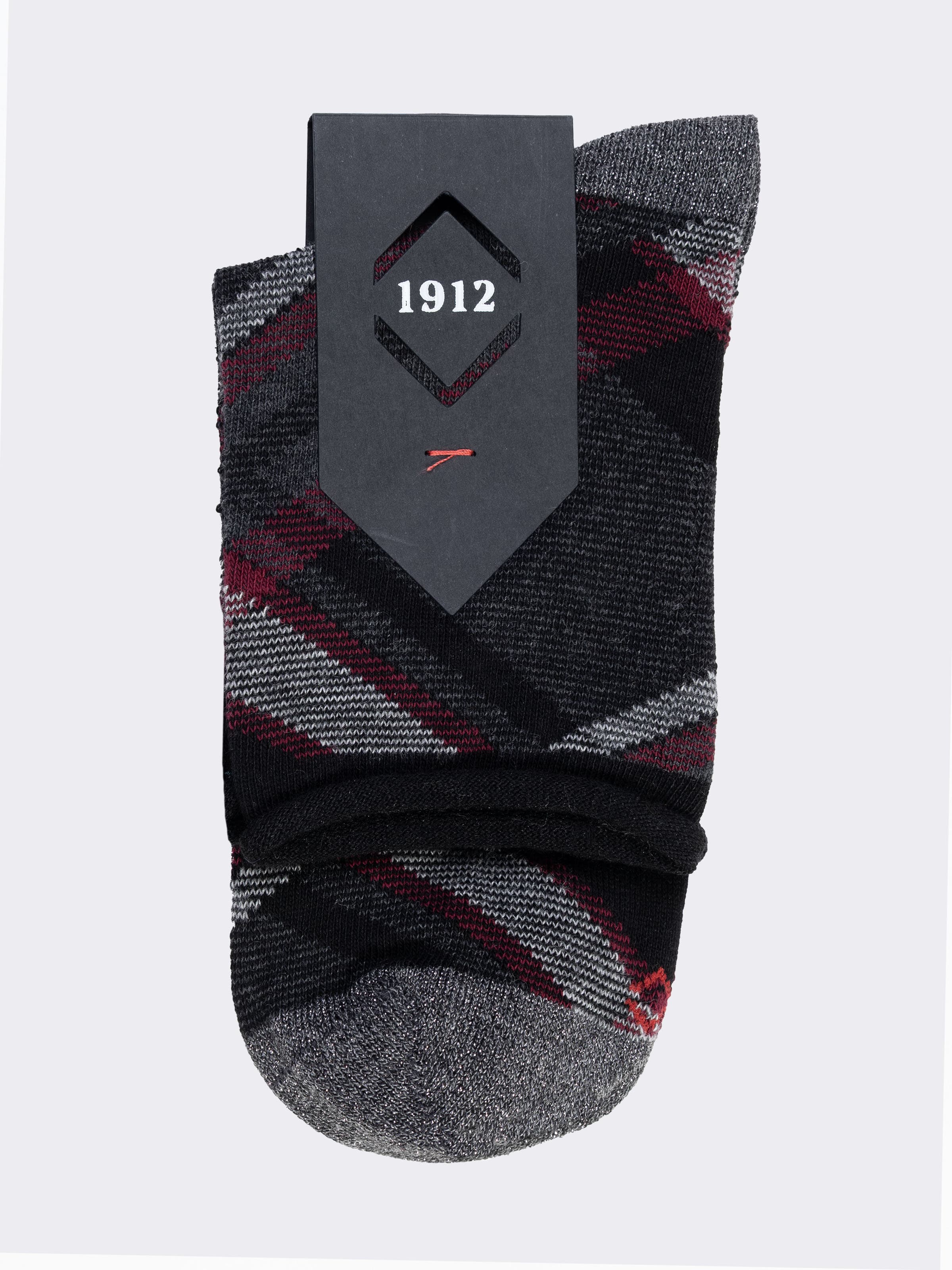 Short Tartan Pattern Cotton Socks - Made in Italy - Image 2