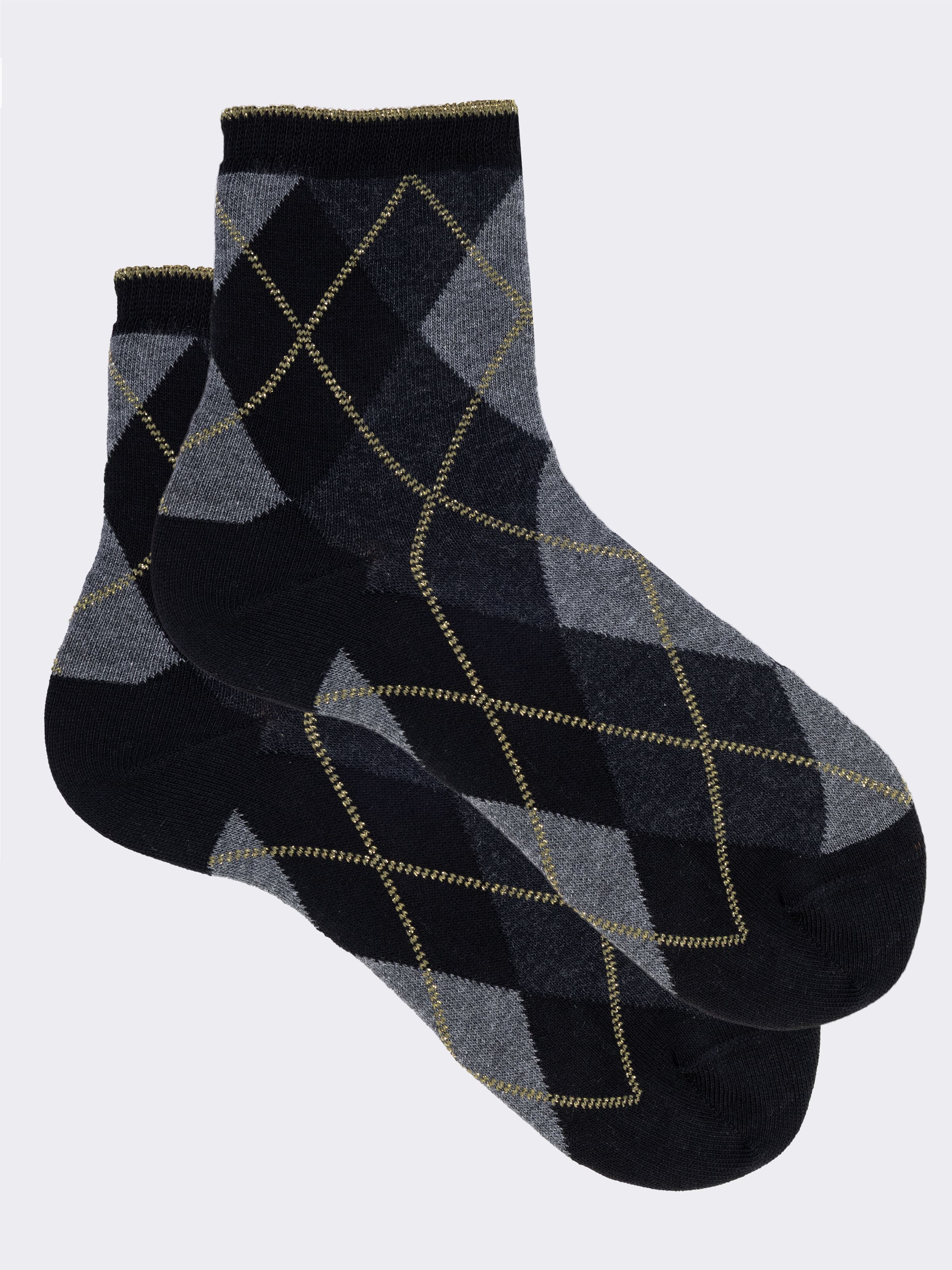 Kurze Socken Rauten-Muster Lurex Baumwolle - Made in Italy - Image 1