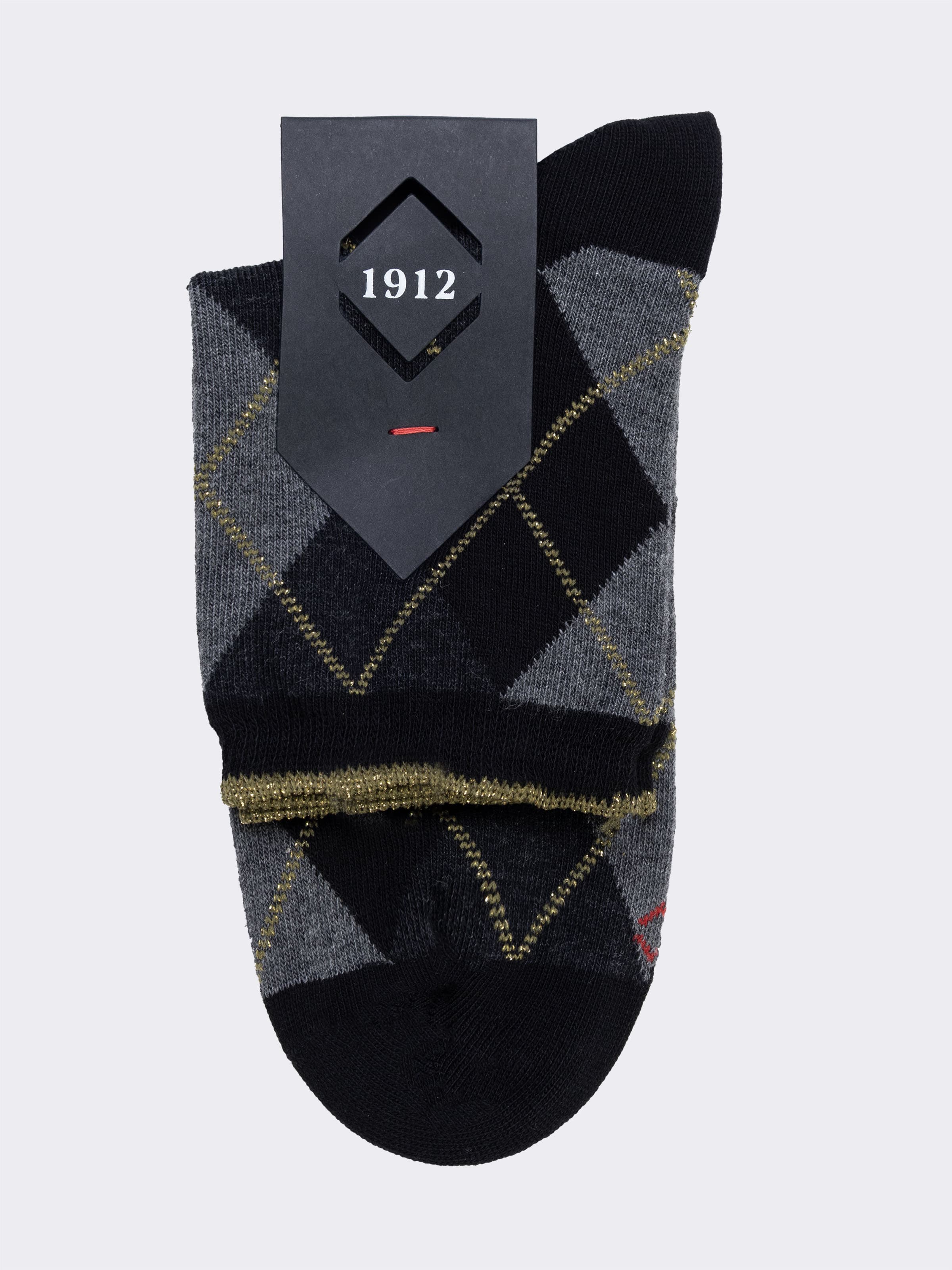 Kurze Socken Rauten-Muster Lurex Baumwolle - Made in Italy - Image 3