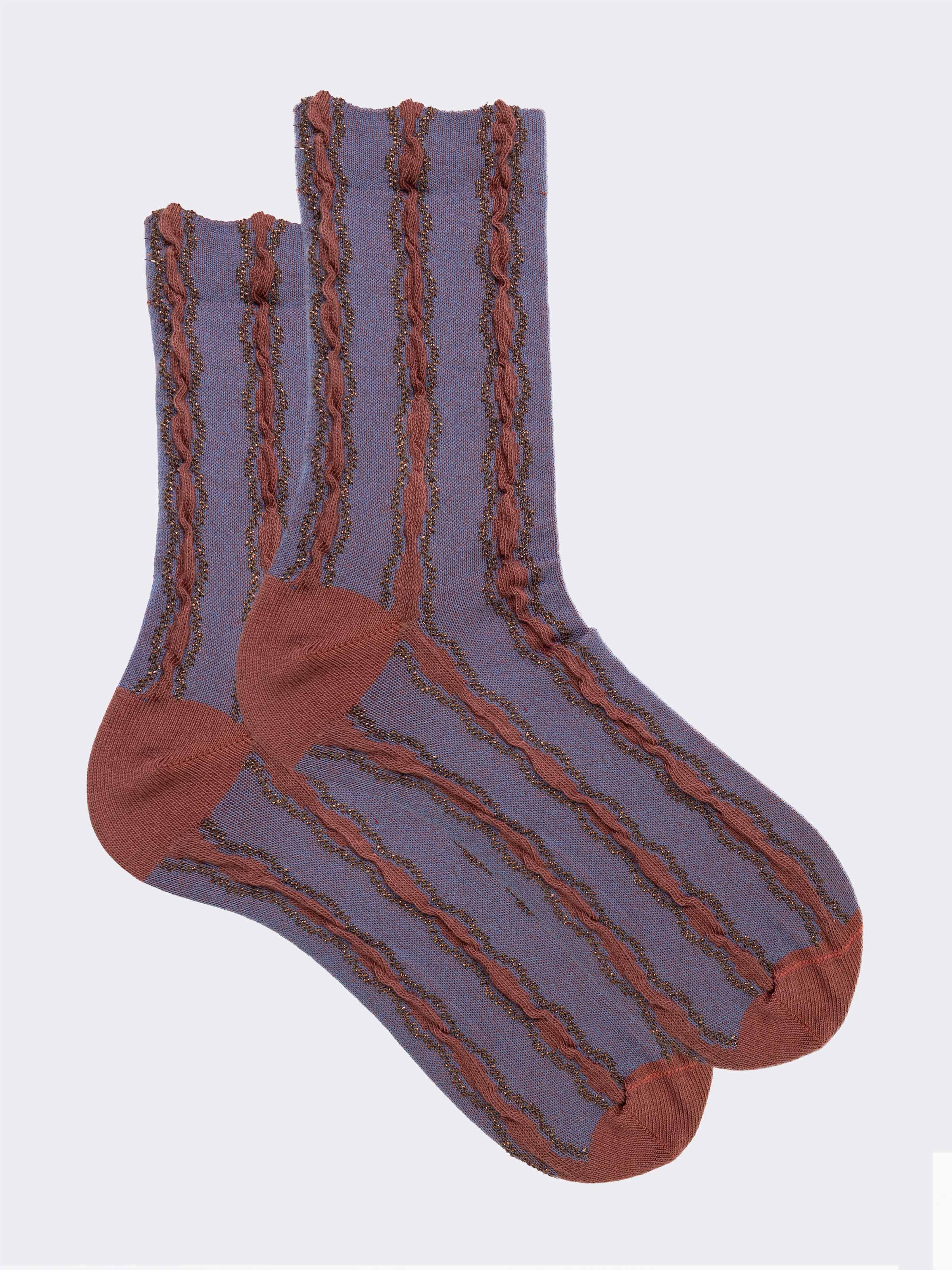 Damen Kurze Socken Wellenmuster - Made in Italy - Image 1