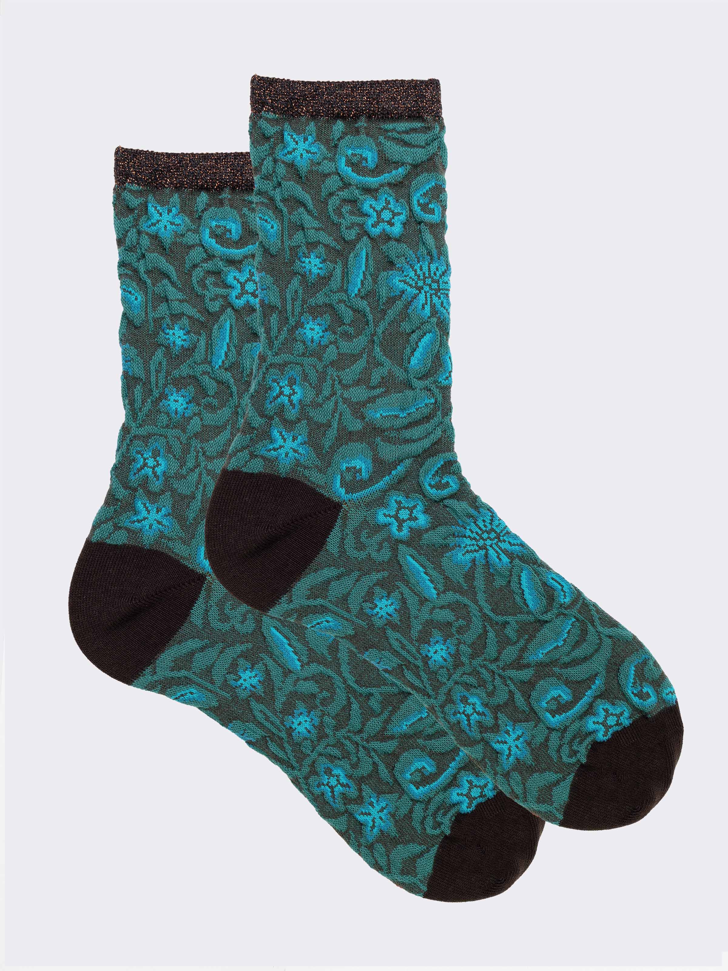 Calcetines Cortos Estampado Floral Algodón - Made in Italy - Image 1