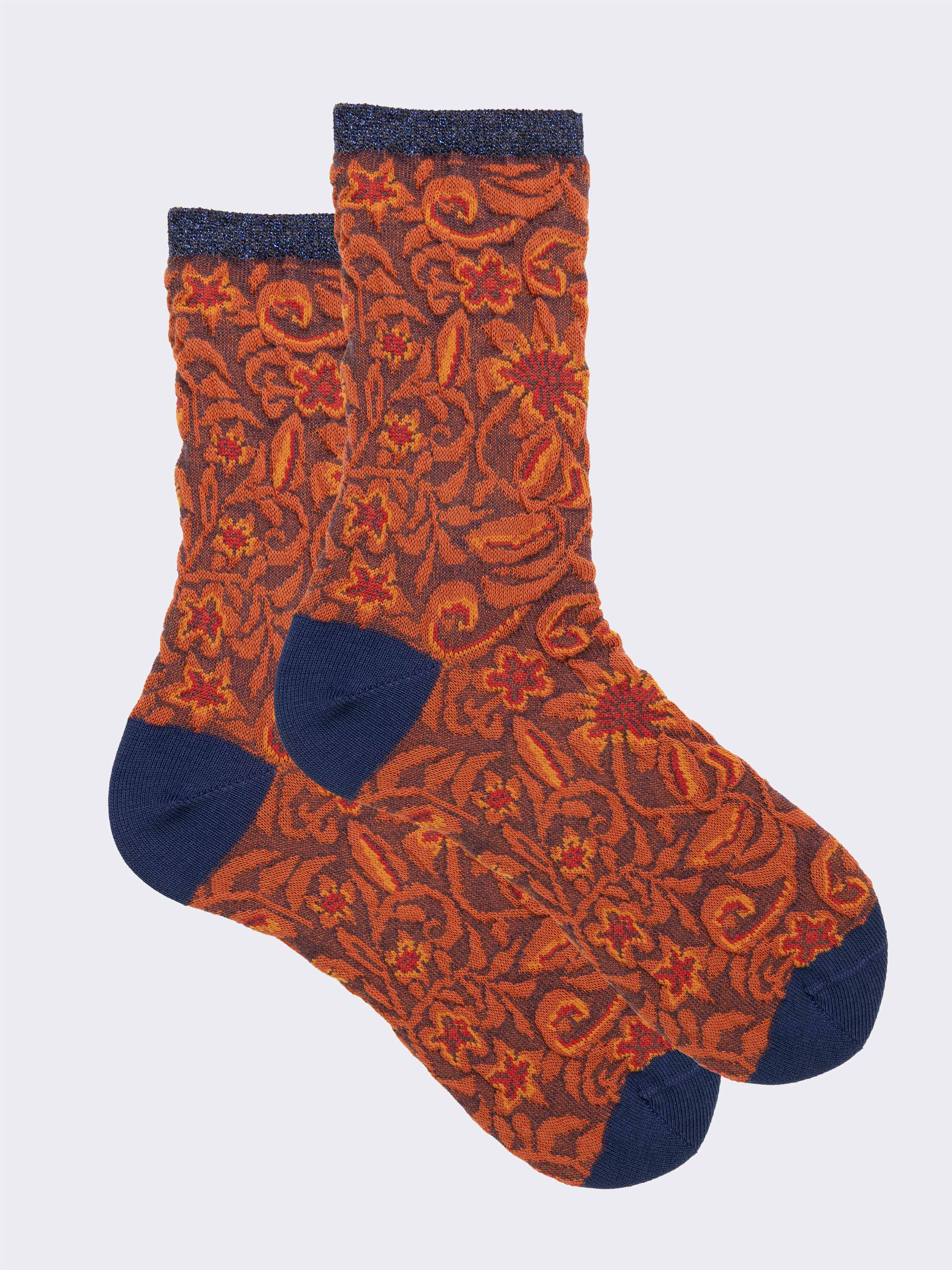 Kurze Socken Blumenmuster Baumwolle - Made in Italy