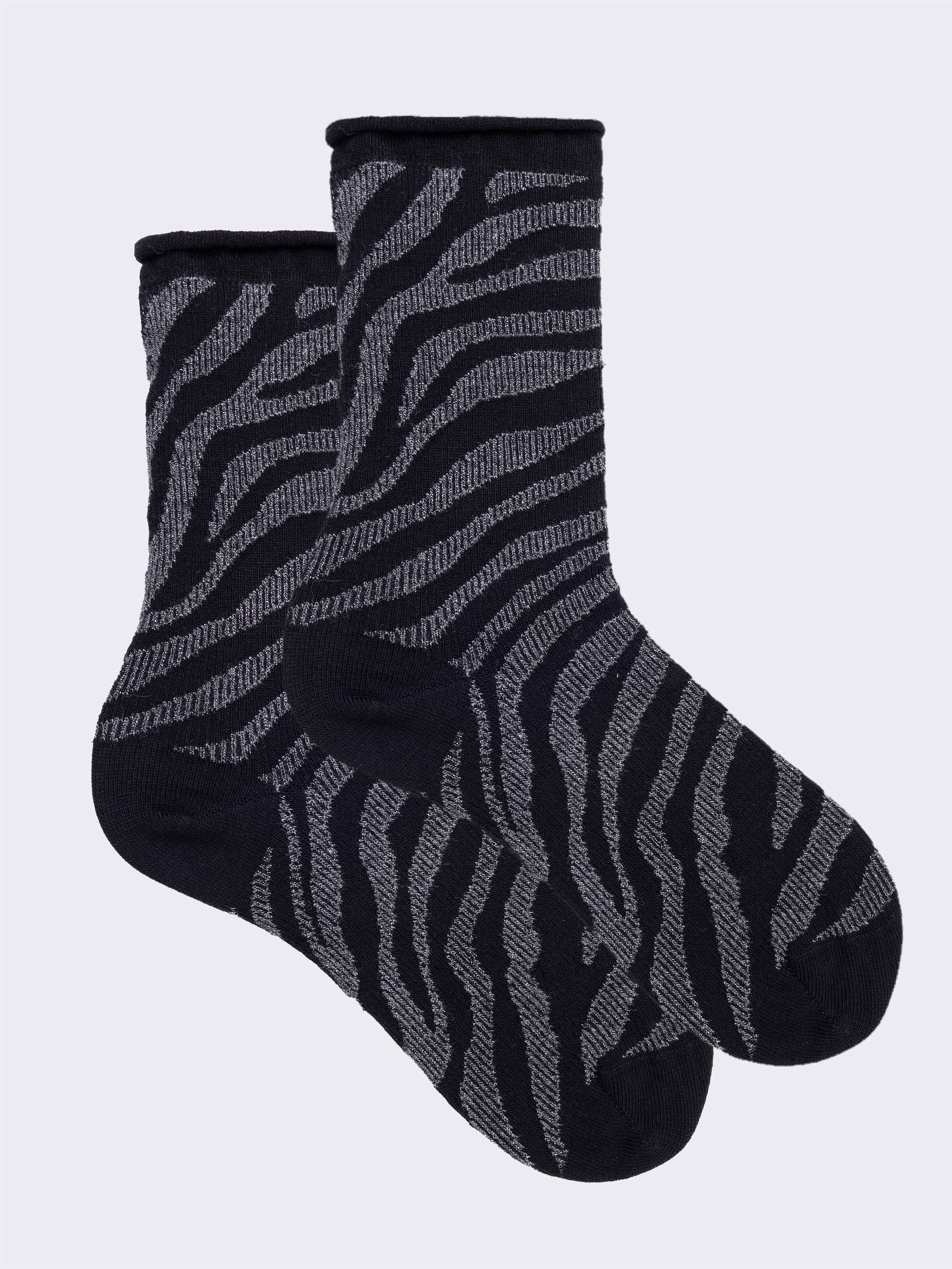 Kurze Socken Animalier-Muster Warme Baumwolle Made in Italy - Image 1