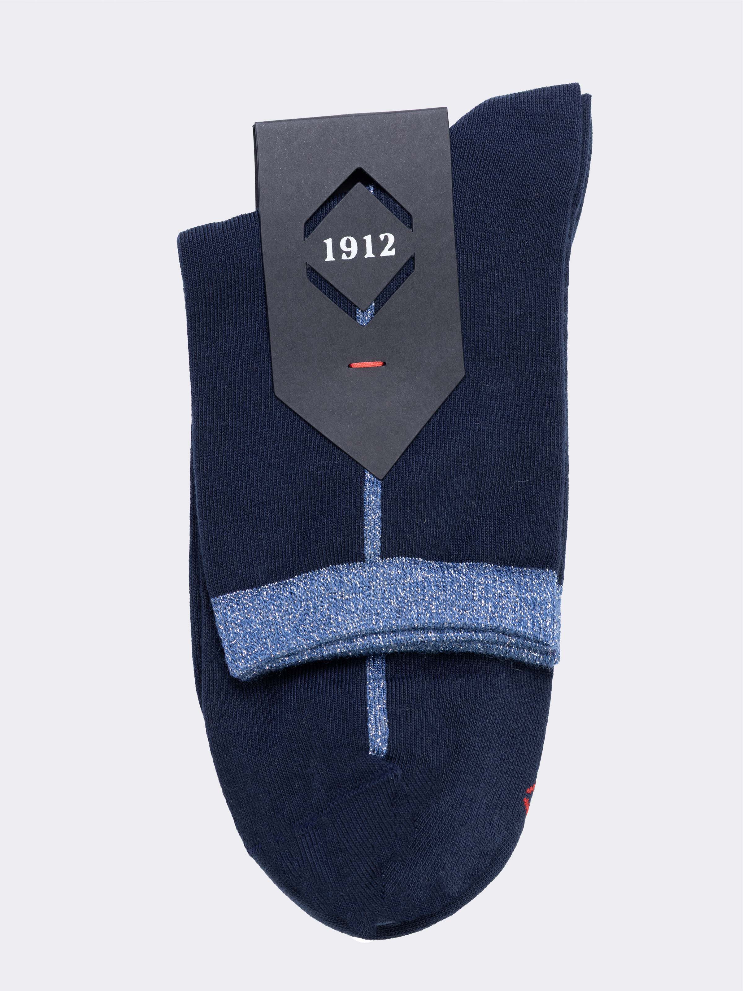 Women's Short Socks with Lurex Stripe Fantasy in Warm Cotton - Image 3