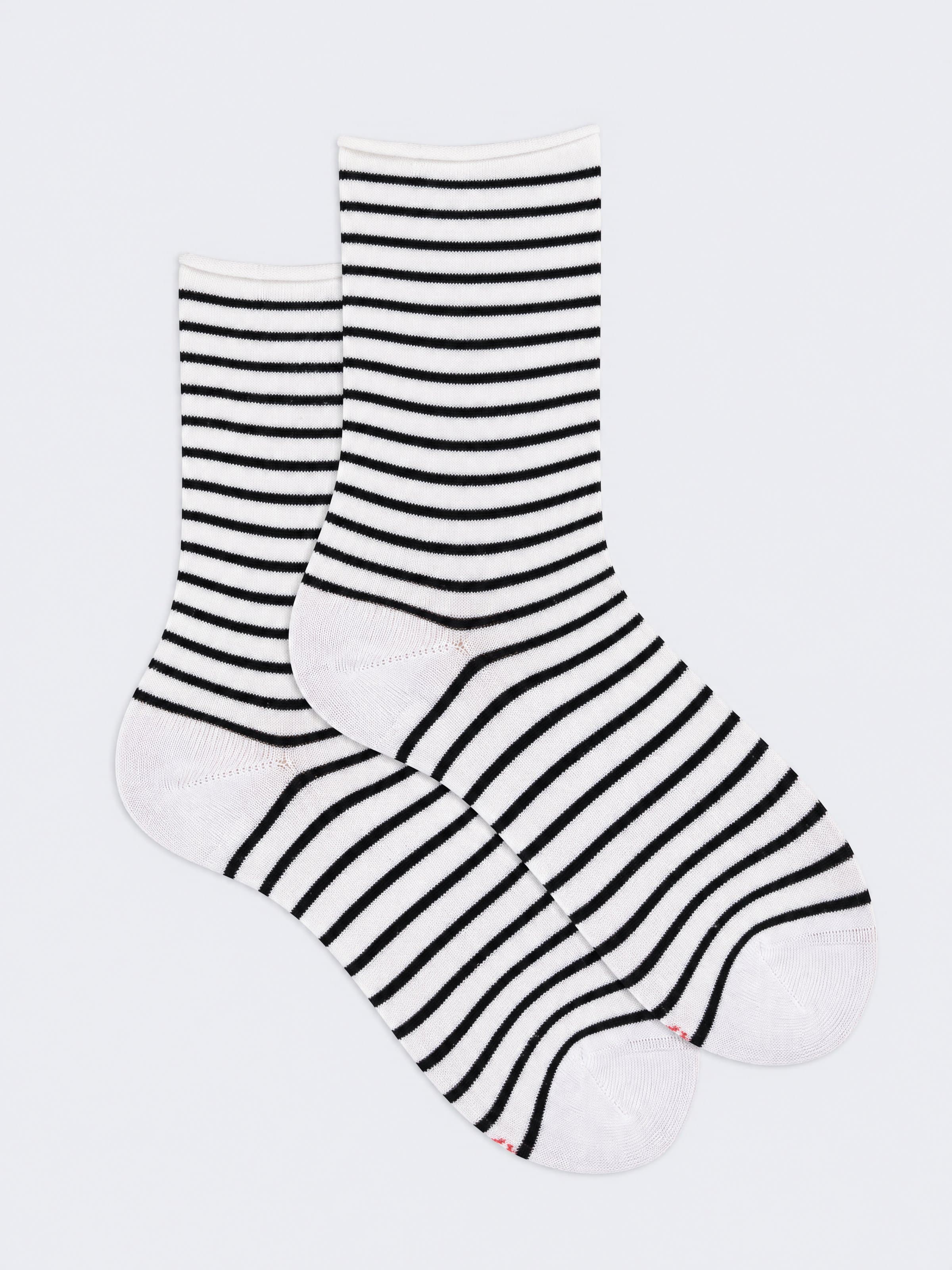 Kurze Gestreifte Damensocken aus Baumwolle und Cashmere - Image 1