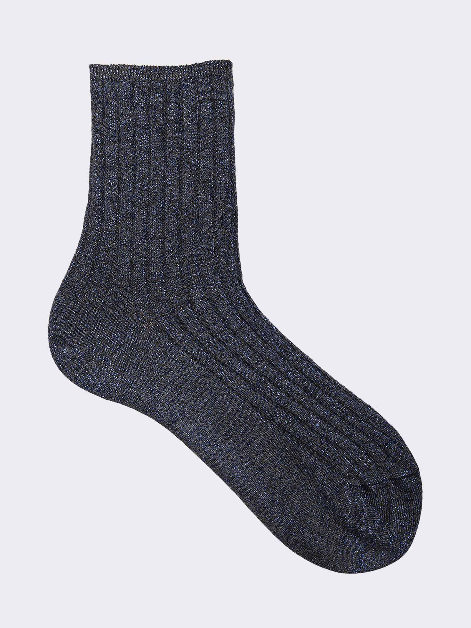 Damen-Kurzsocken Rippenmuster Lurex - Made in Italy - Image 1