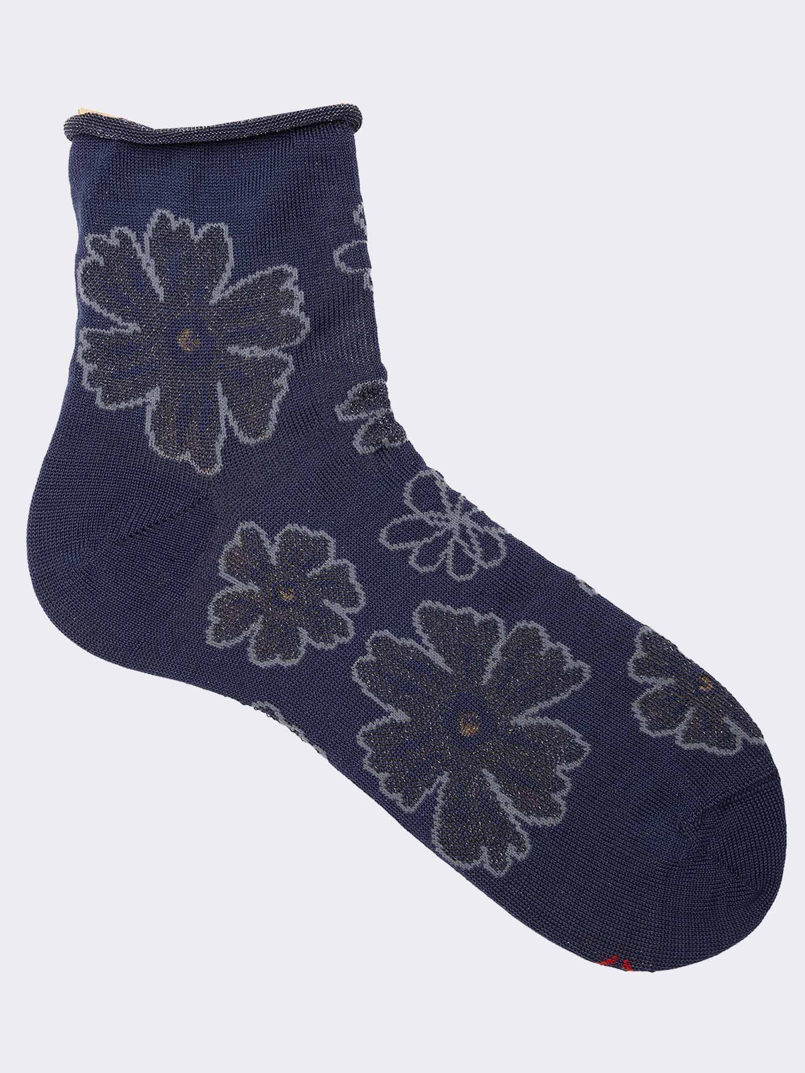 Women's Short Floral Cotton Socks - Summer Fantasy Design - Image 1
