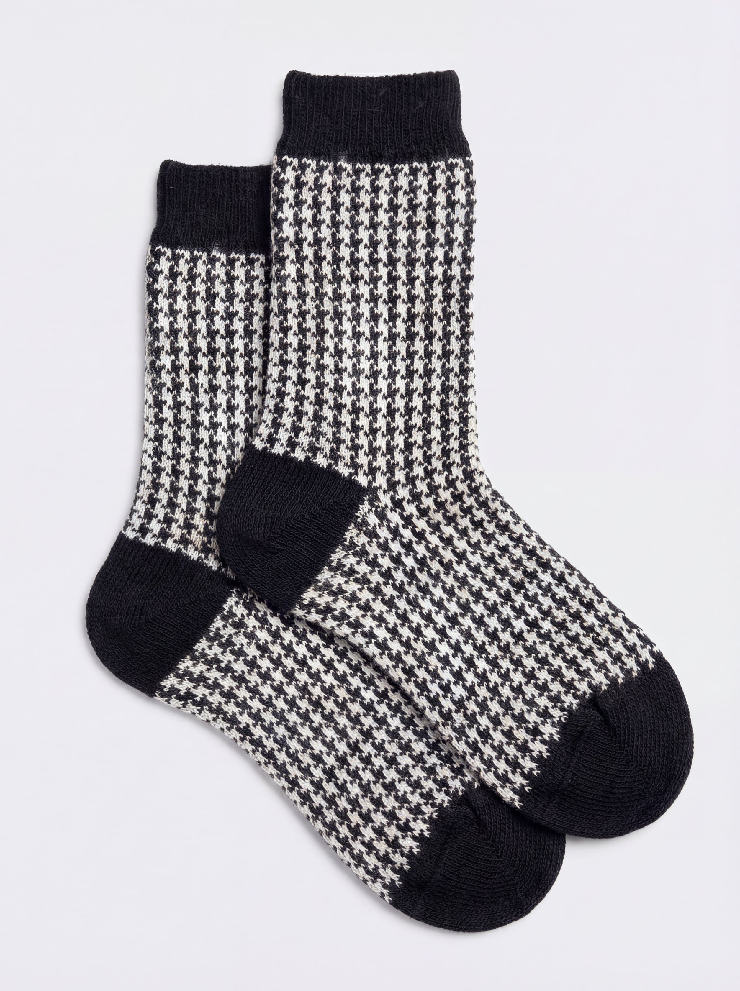 Women's Short Socks Houndstooth Pattern in Wool Blend - Image 1