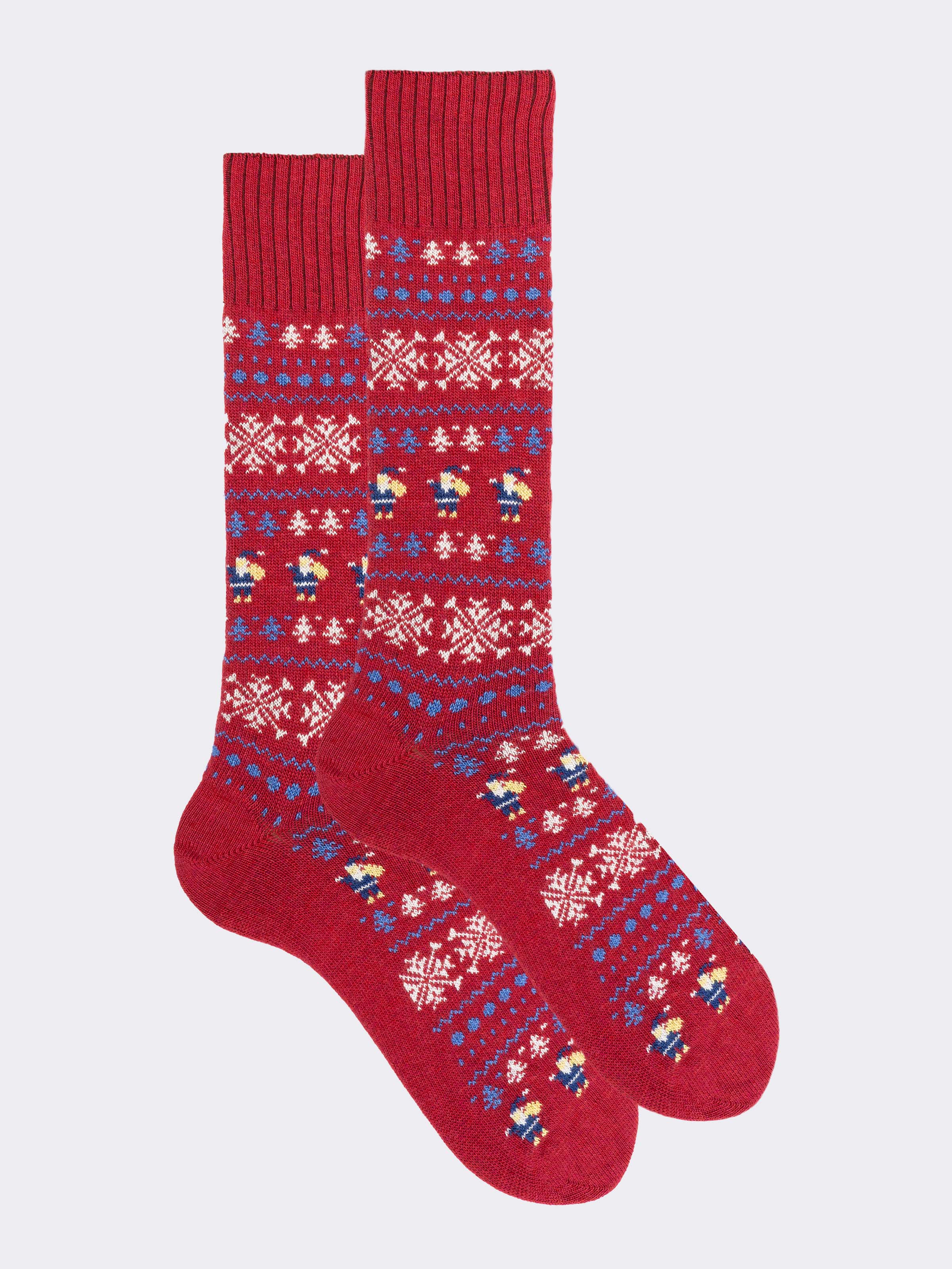 Men's Long Christmas Socks with Cashmere Blend - Nordic Pattern Casual - Image 1
