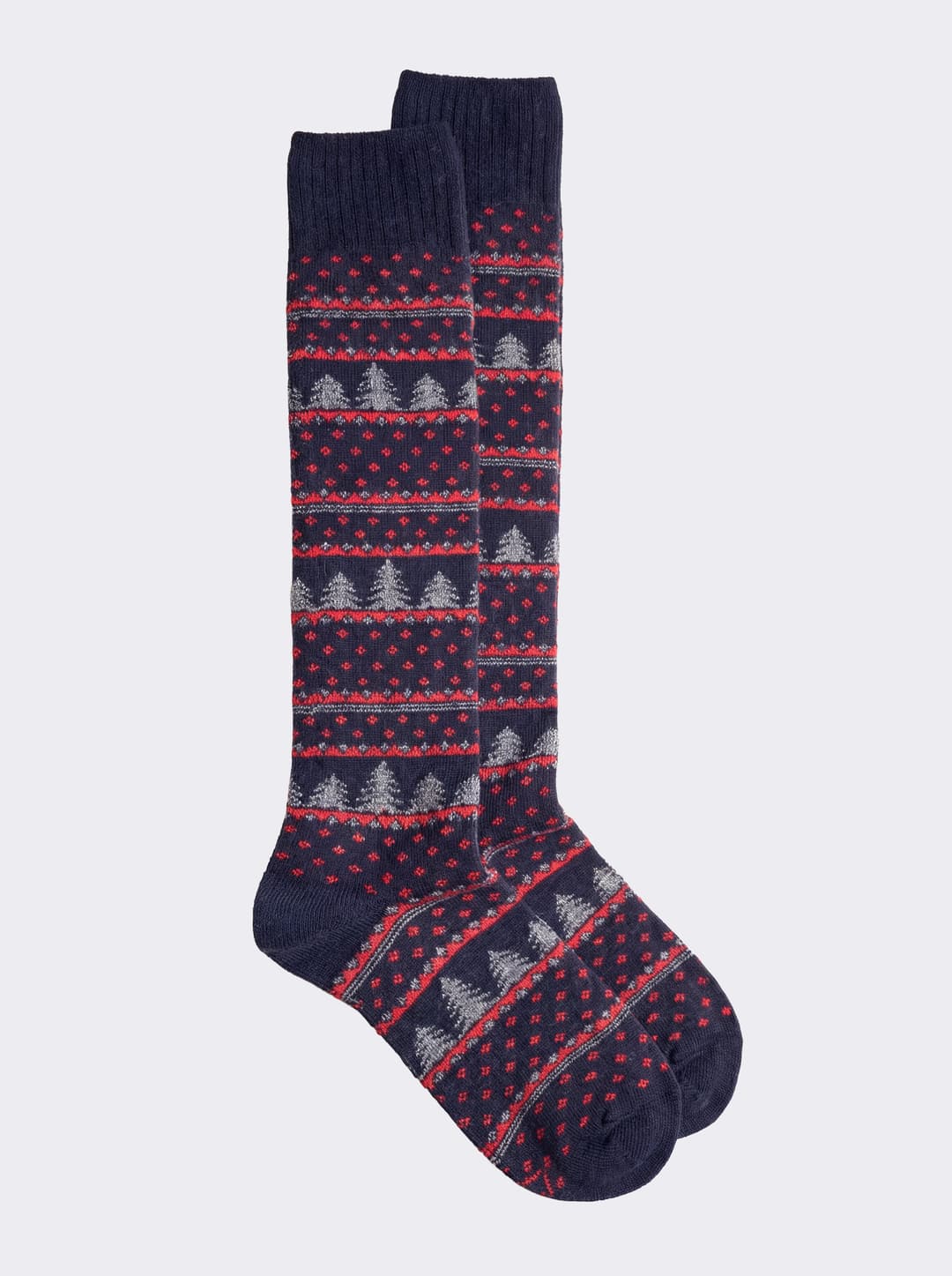 Men's long Christmas pattern socks in Cashmere blend