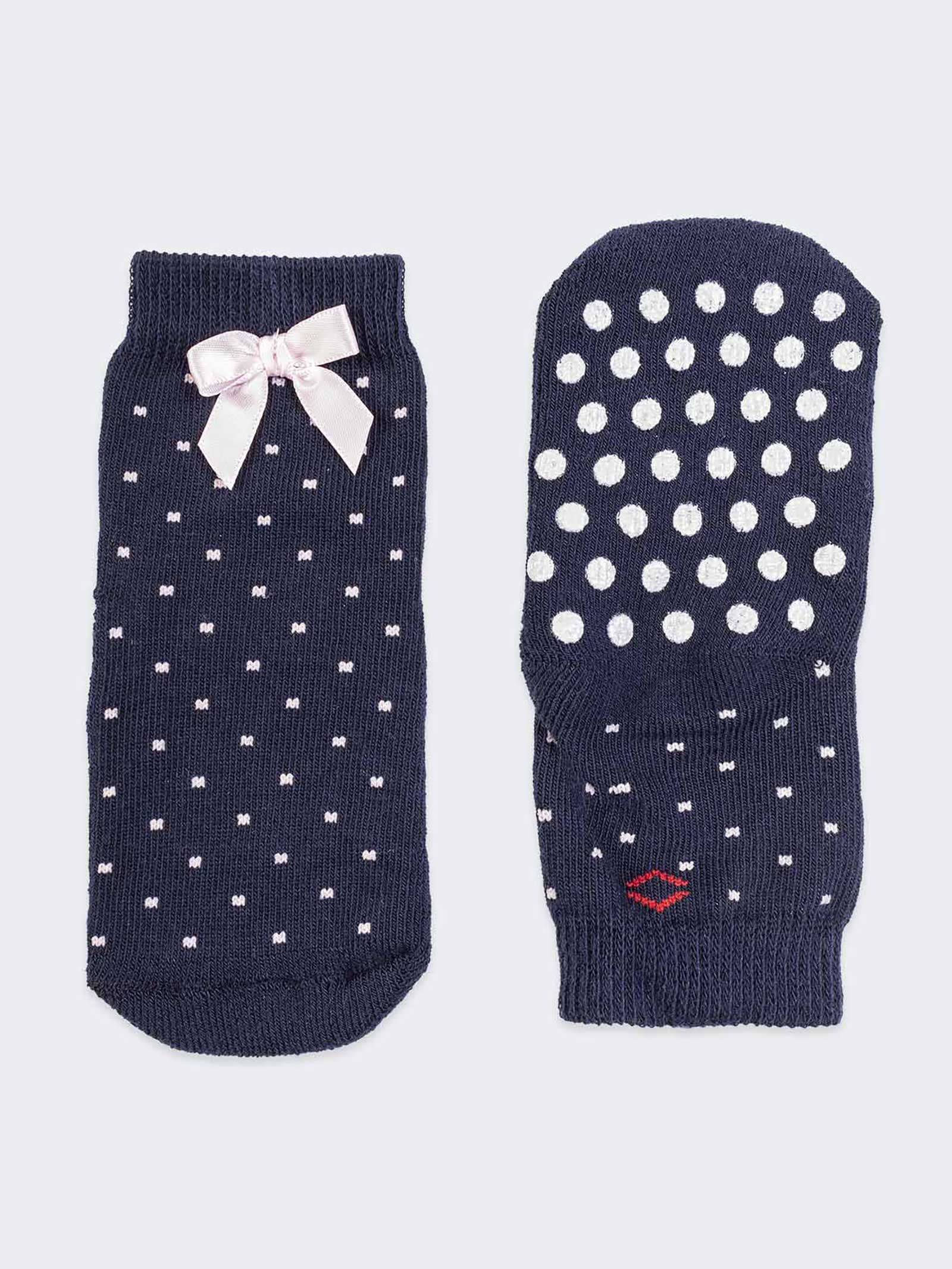 Baby Rutschfeste Socken mit Schleife und Punkten
