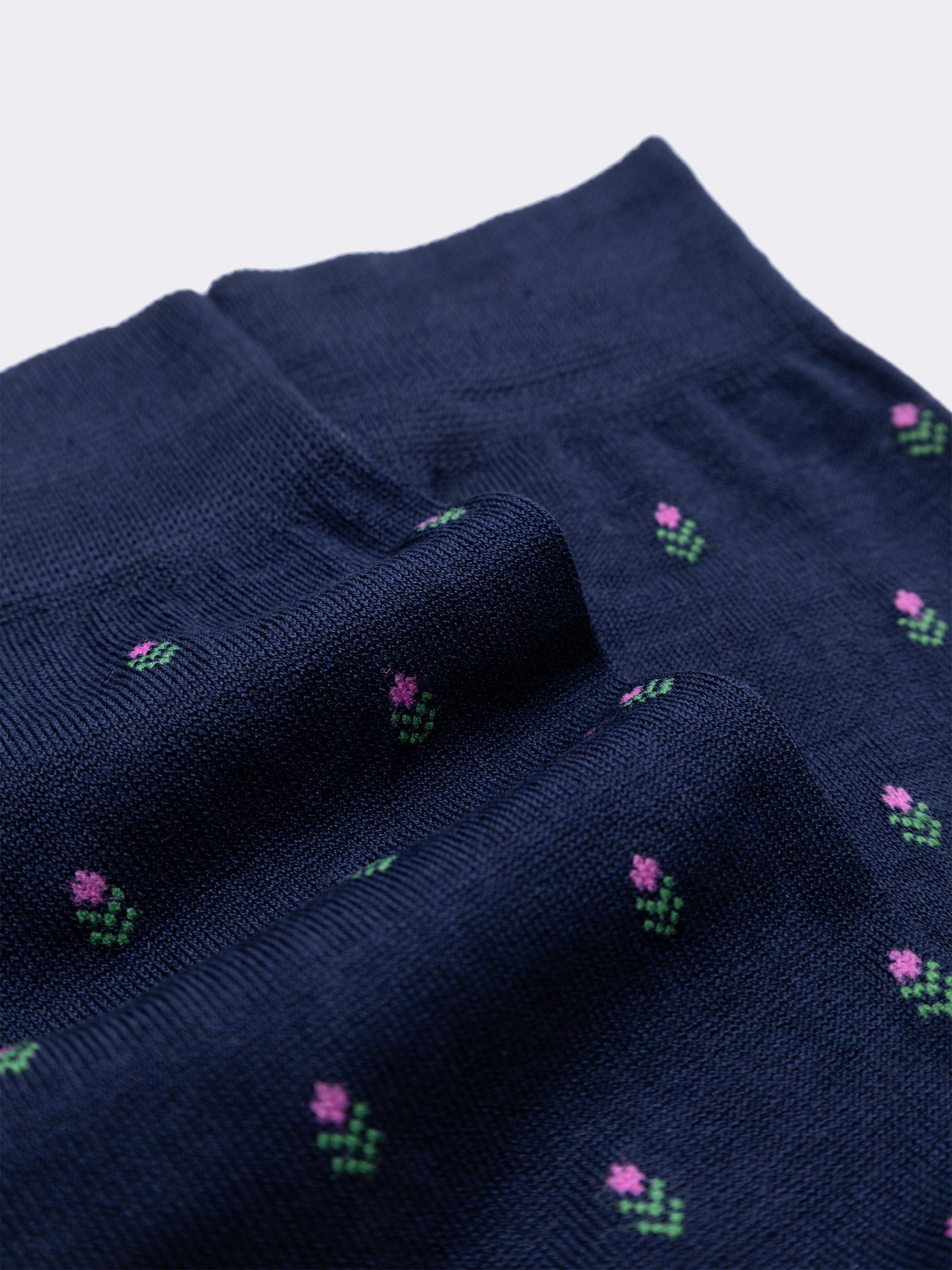 Short Socks in Cool Cotton with Floral Pattern - Image 2