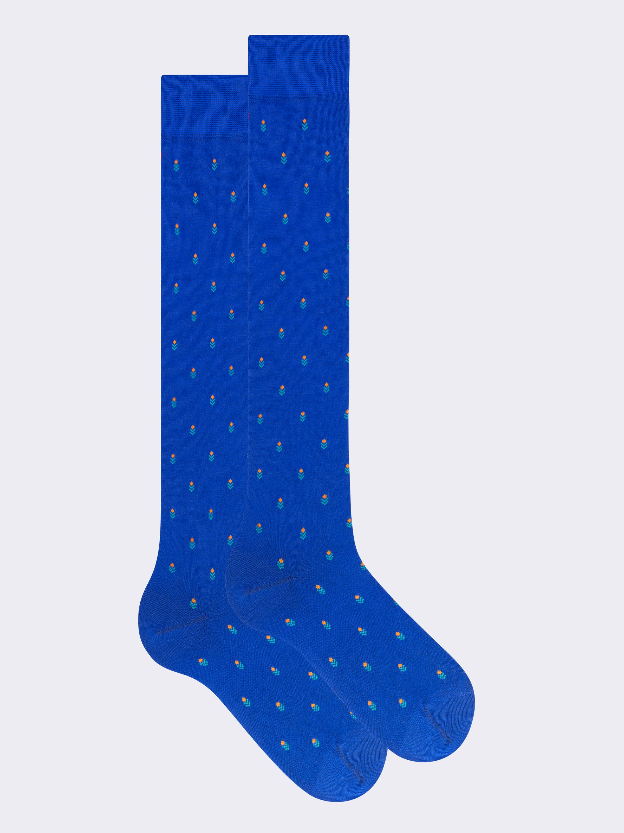 Long Socks in Cool Cotton with Floral Pattern - Image 1