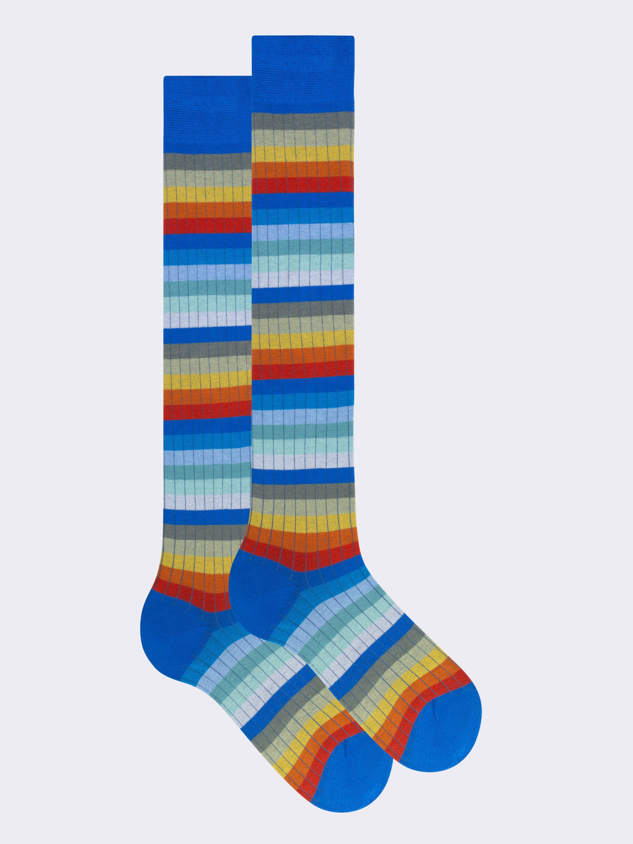 Long Rainbow Pattern Socks in Cool Cotton - Image 1