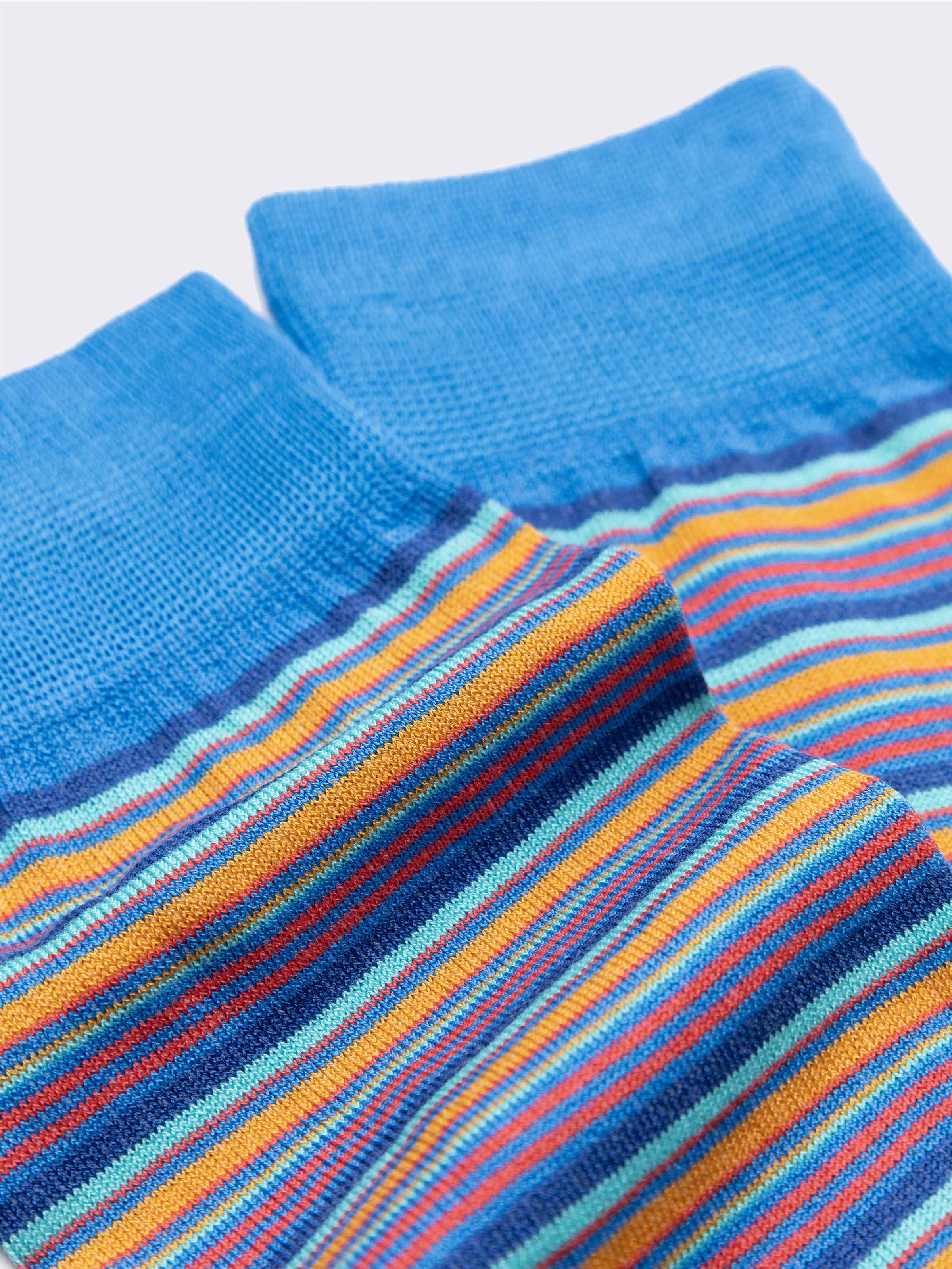 Long Socks in Cool Cotton with Mille Righe Pattern - Image 2