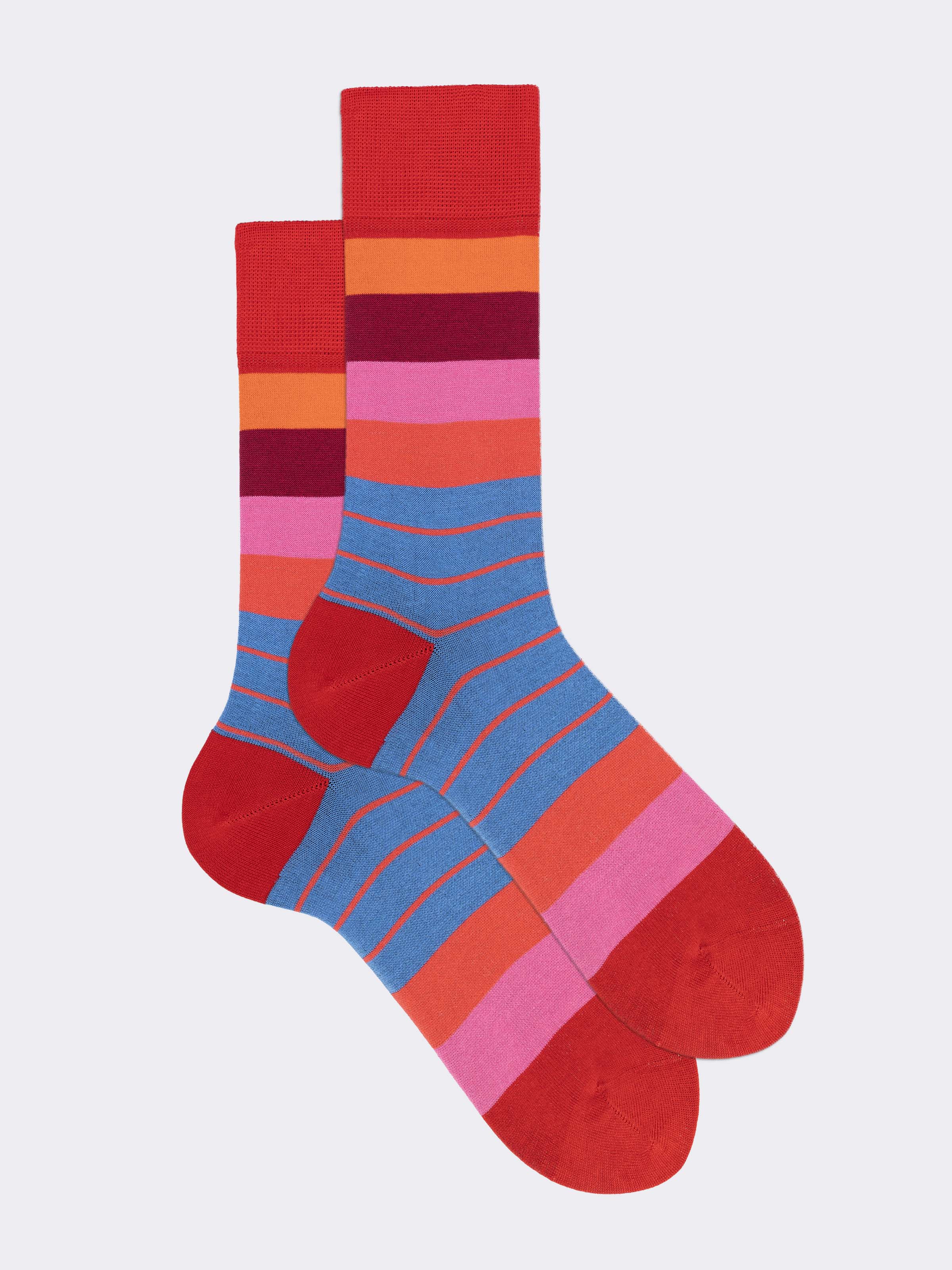 Kurze Socken aus kühler Baumwolle mit buntem Streifenmuster - Image 1