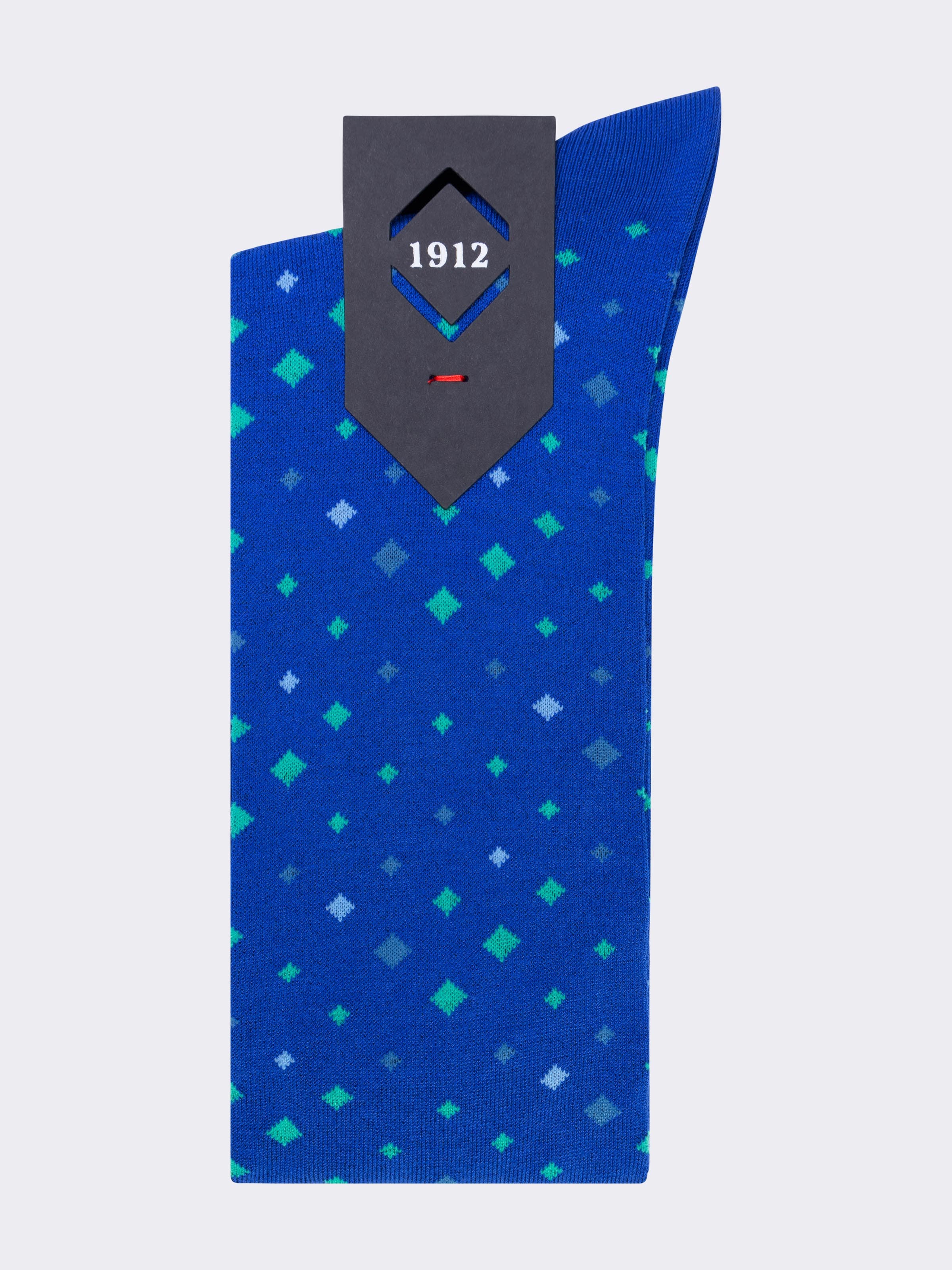 Calcetines largos de algodón fresco con estampado de rombos - Image 3