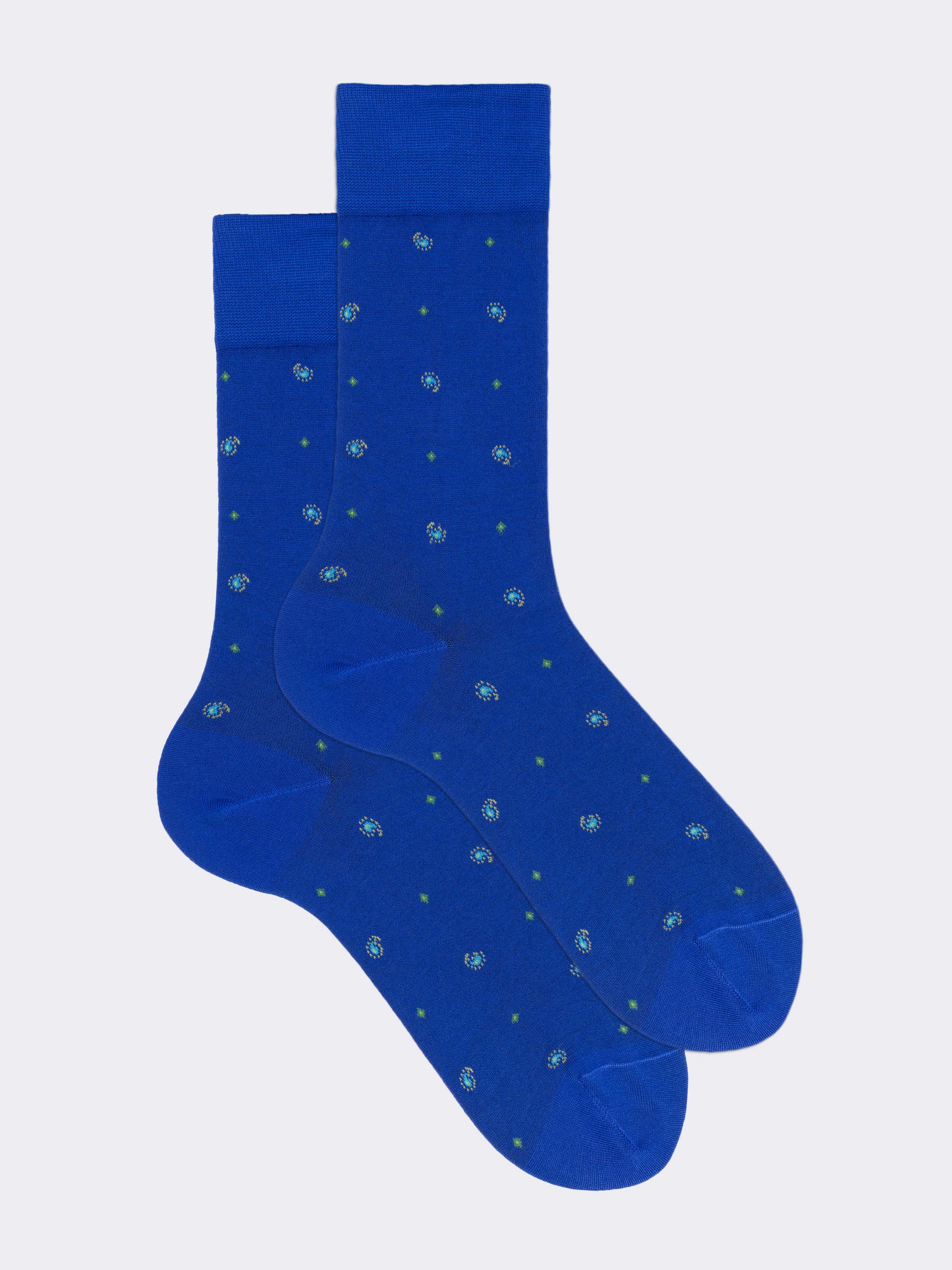 Short Socks in Cool Cotton with Tie-inspired Paisley Pattern - Image 1