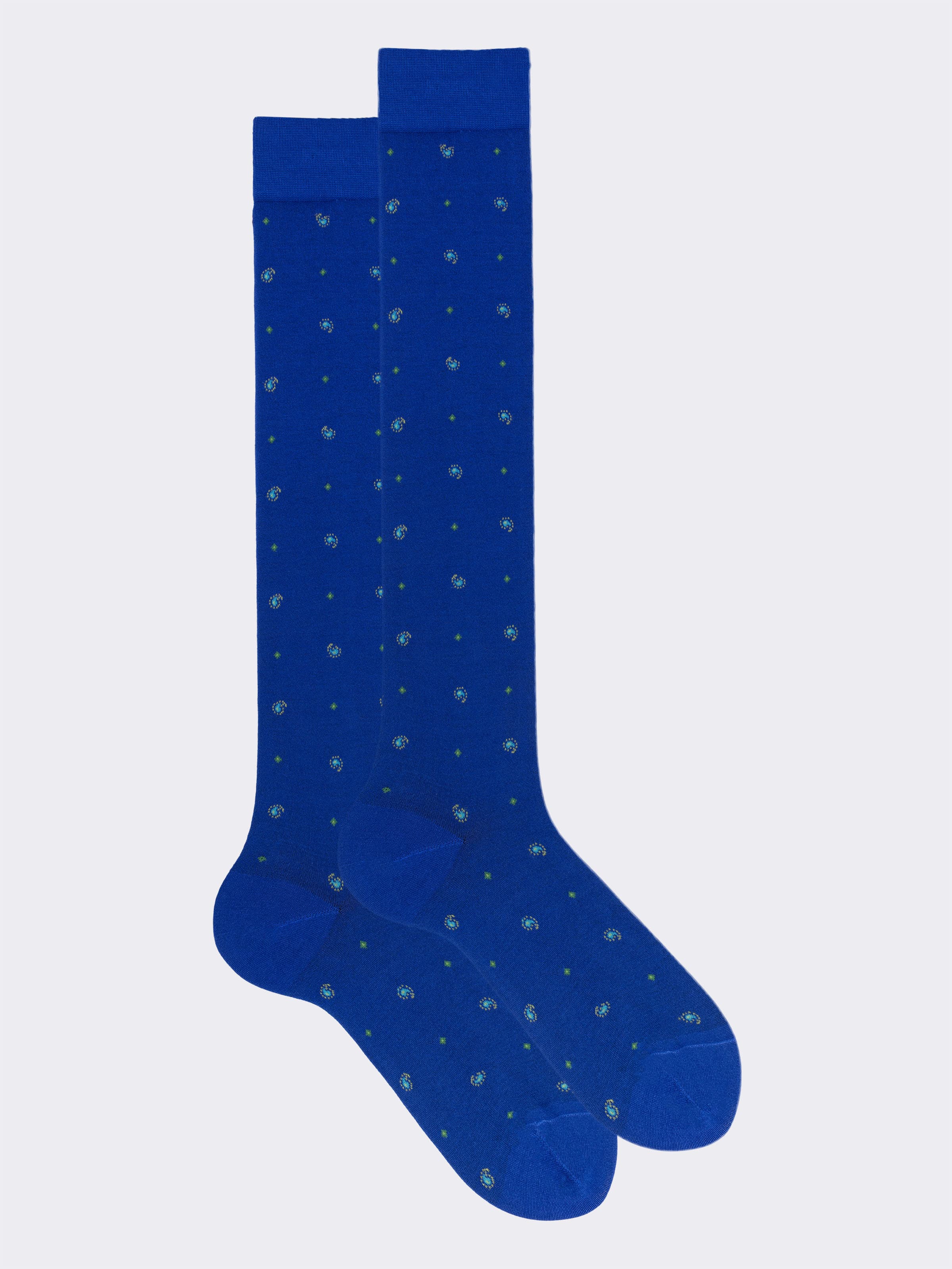 Long Cotton Socks with Tie-inspired Paisley Pattern - Image 1