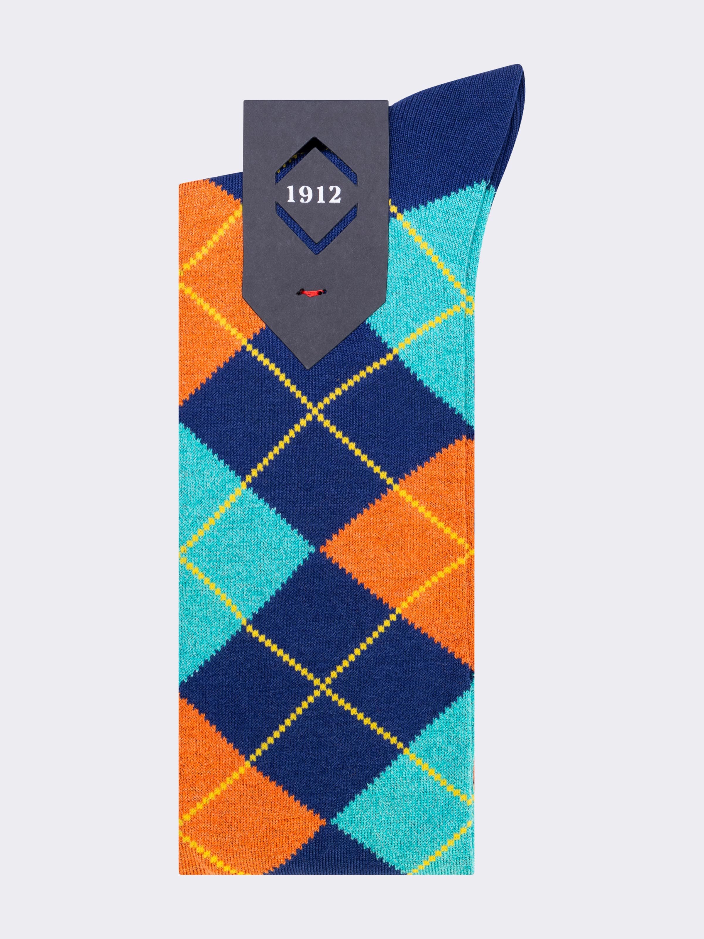 Lange Socken aus kühler Baumwolle mit Argyle-Muster - Image 3