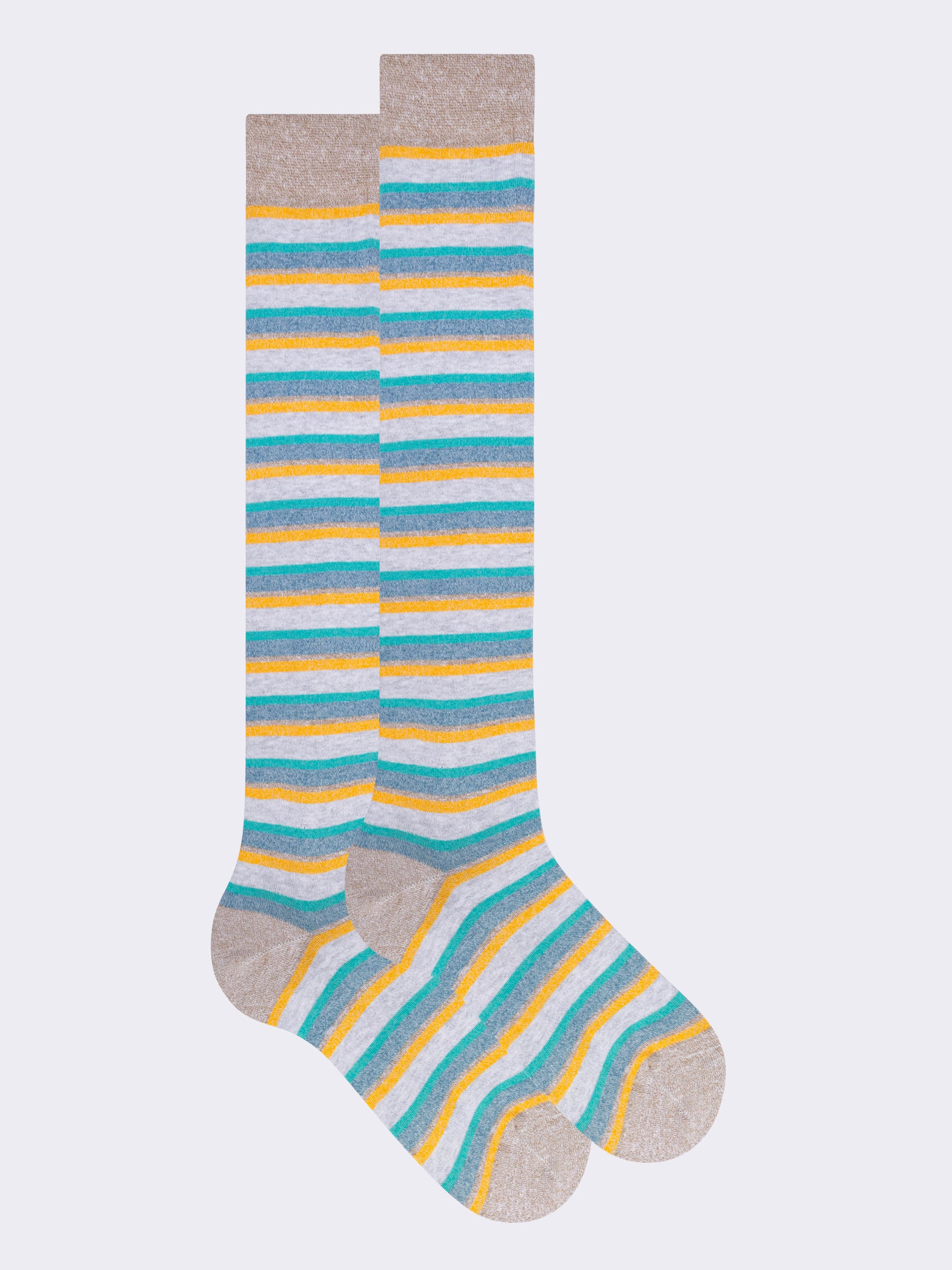 Calcetines largos de algodón fresco con diseño a rayas - Image 1