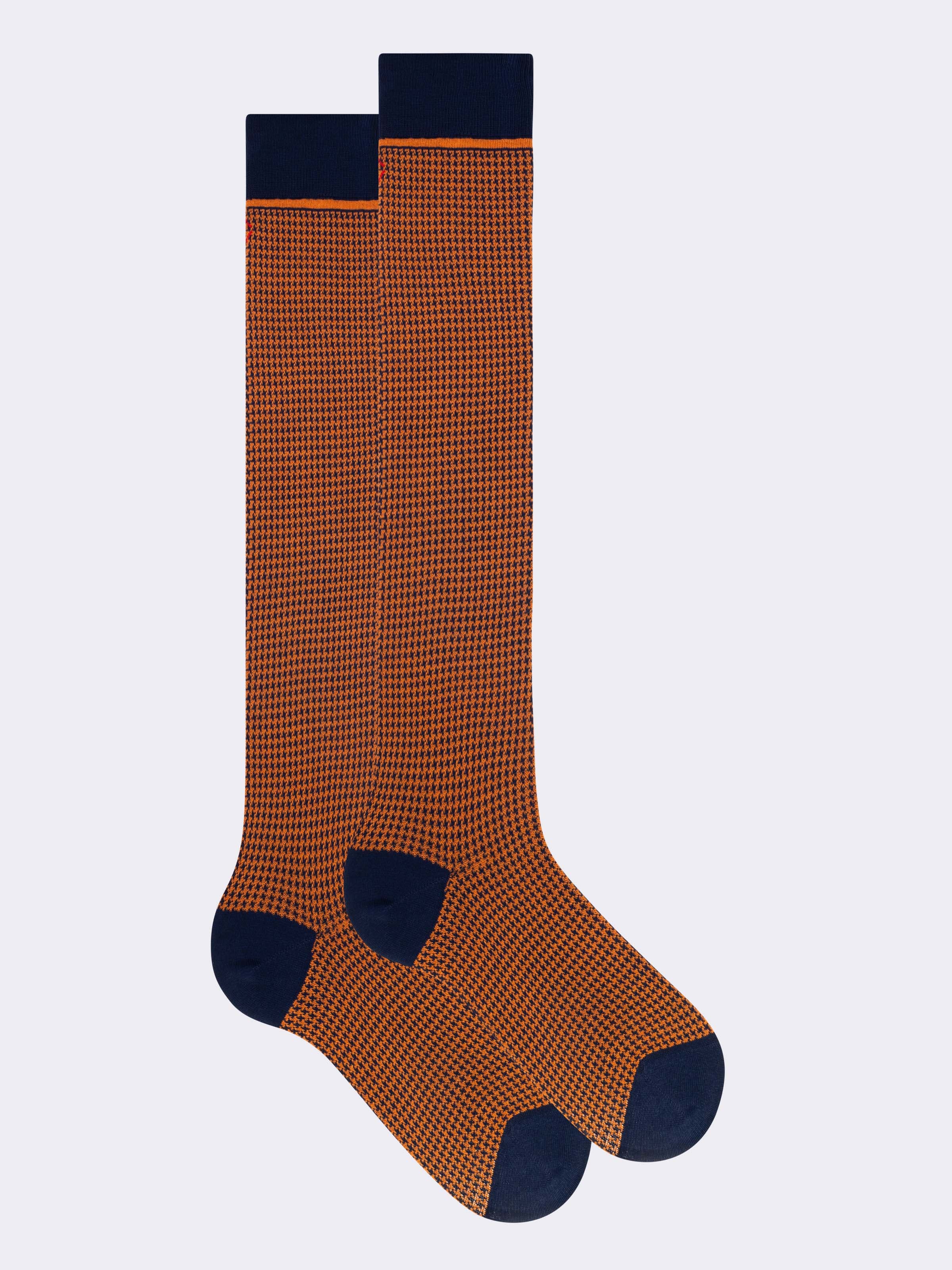 Calcetines largos de algodón fresco con estampado Pied de Poule - Image 1