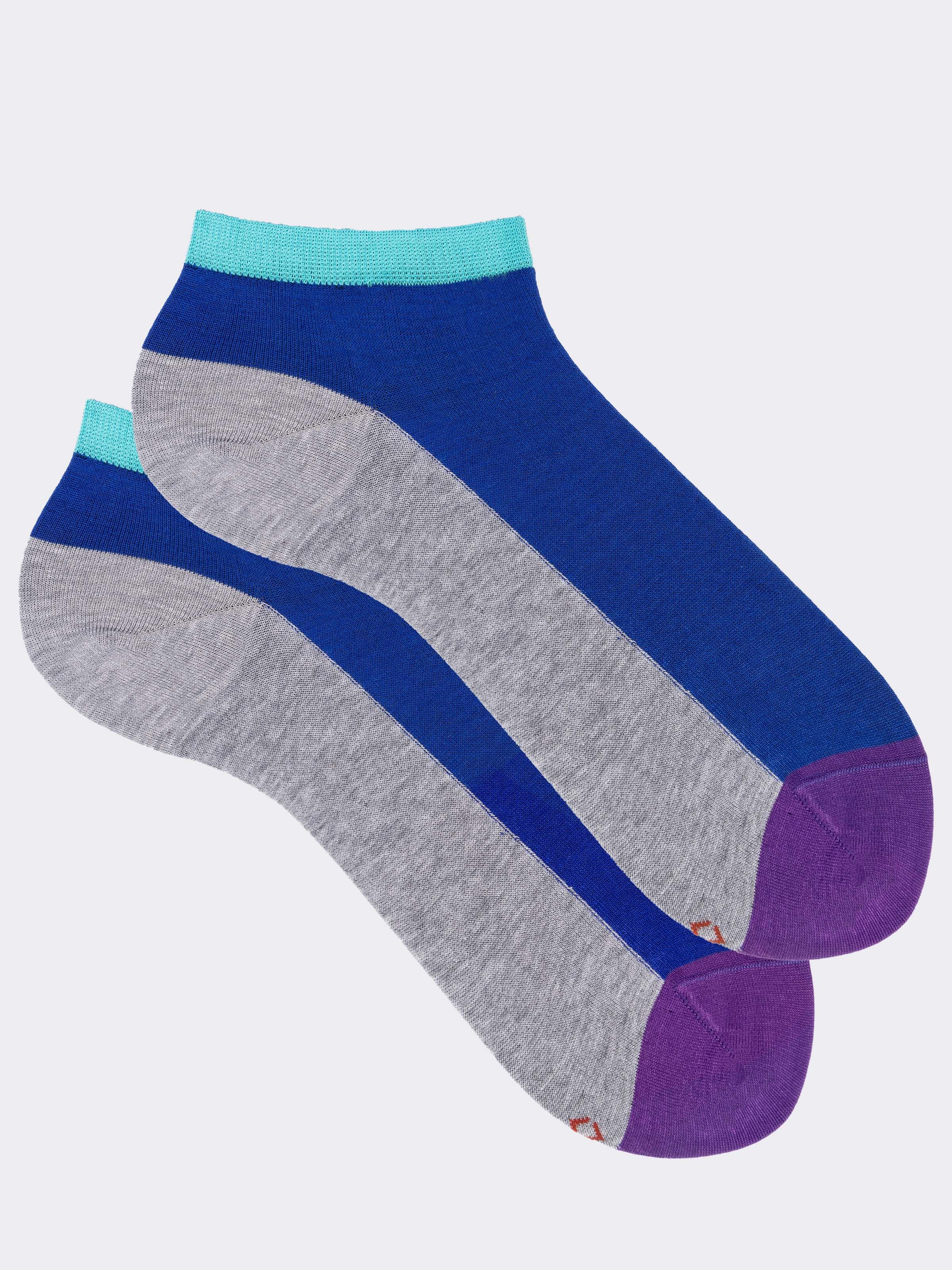 Sneaker-Socken aus frischer Baumwolle mit Color-Block-Muster - Image 1
