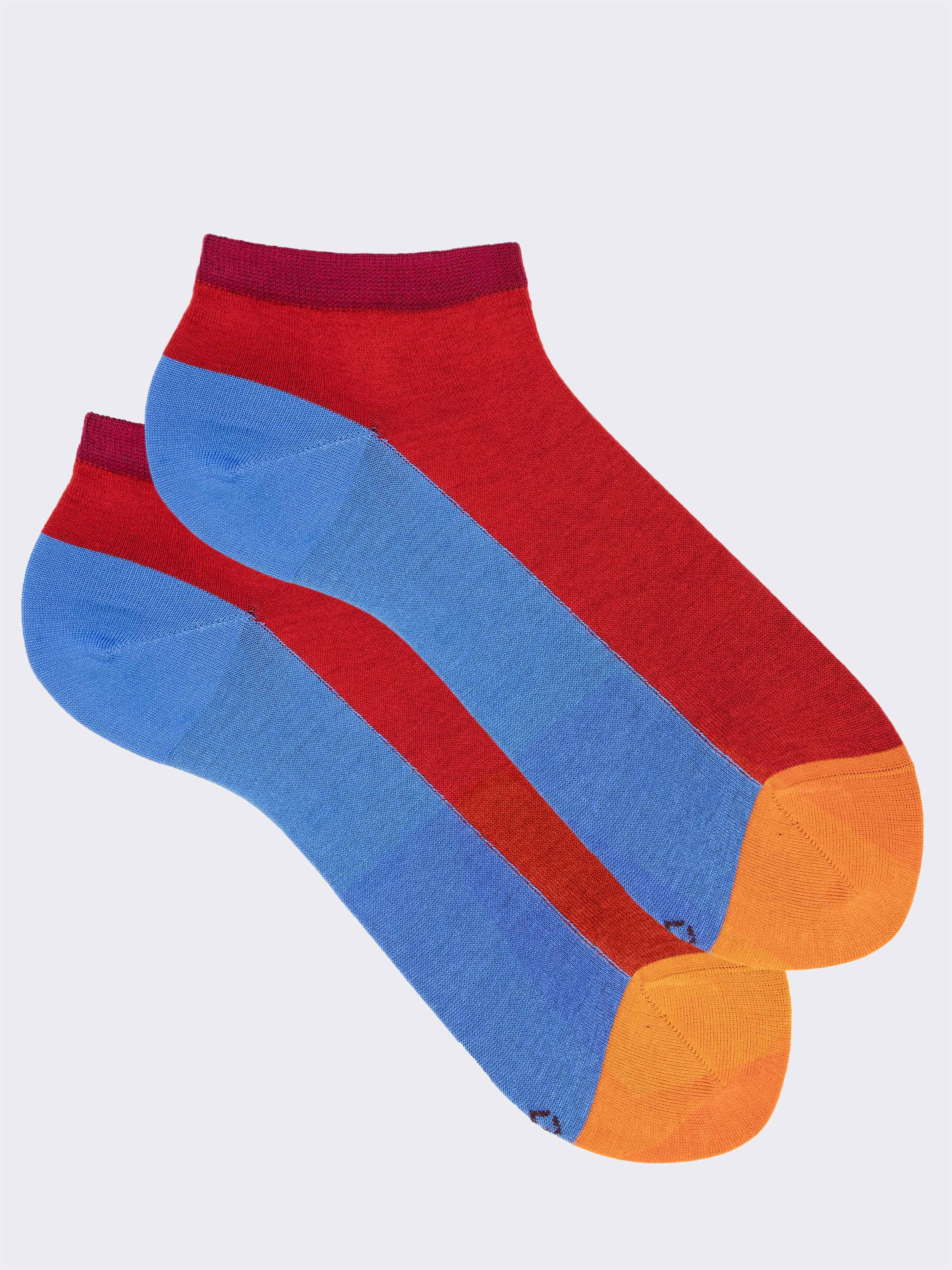 Sneaker-Socken aus frischer Baumwolle mit Color-Block-Muster