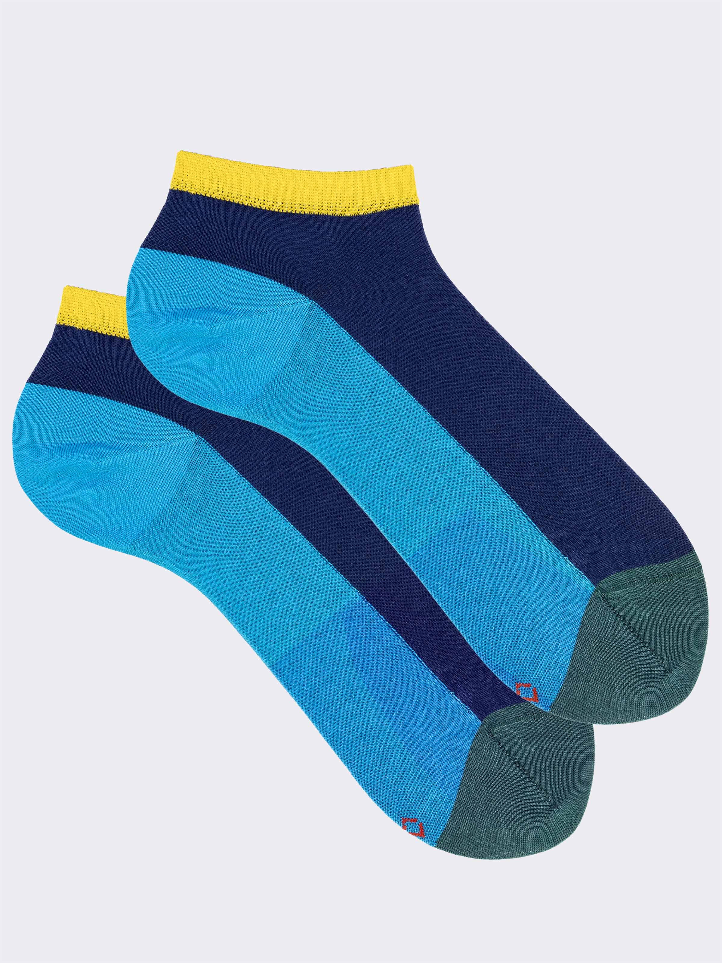 Chaussettes sneakers en coton frais motif Color Block - Image 1