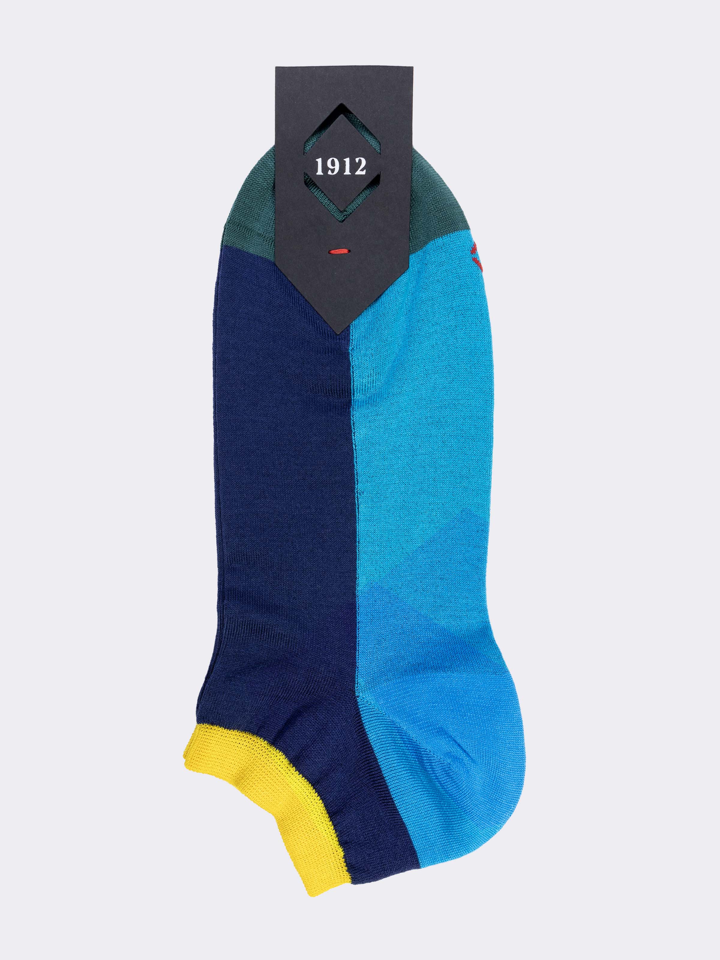 Chaussettes sneakers en coton frais motif Color Block - Image 2