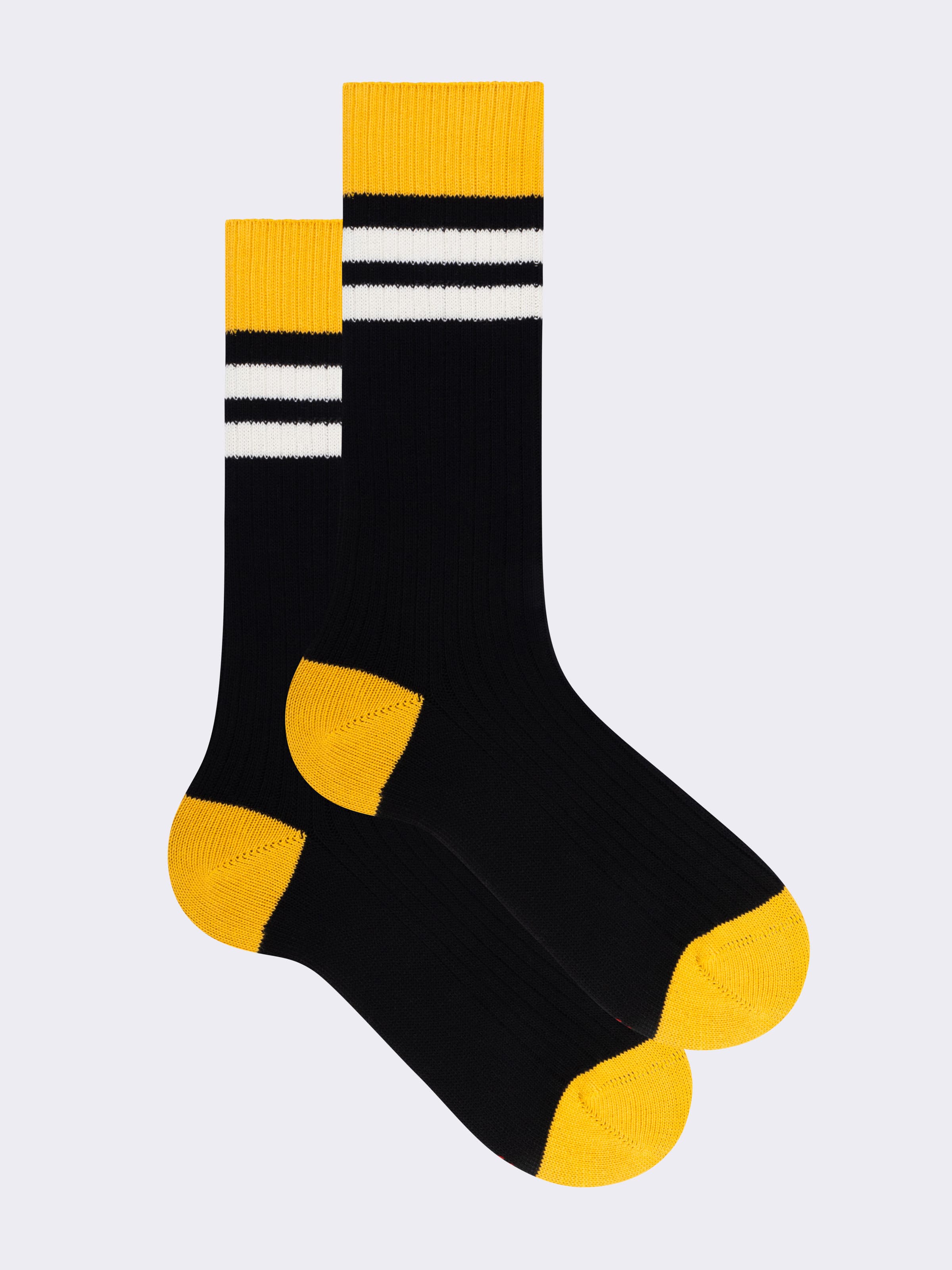 Ribbed Sports Socks with Striped Pattern in Cotton - Image 1