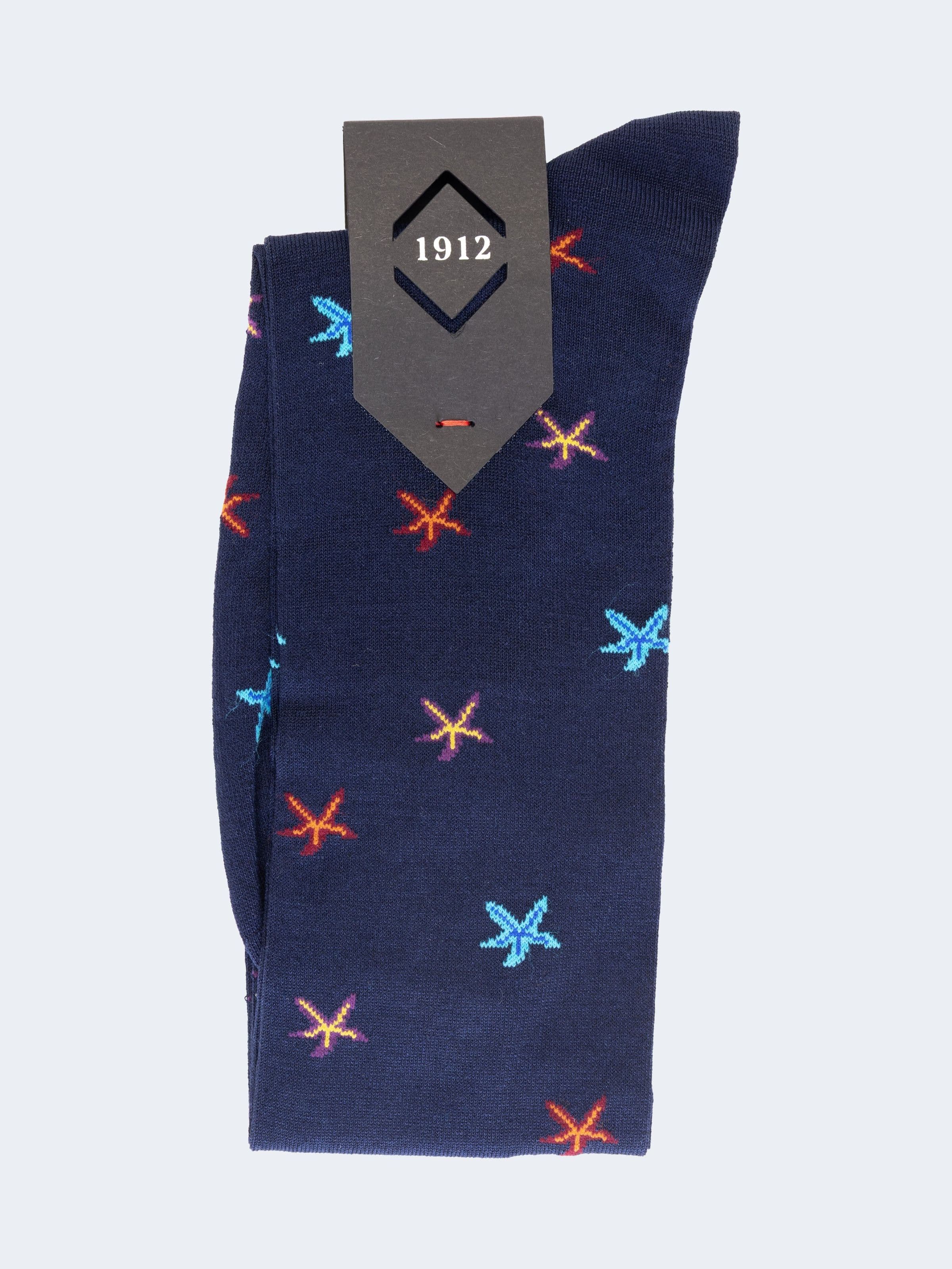 Men's Long Cotton Socks with Starfish Pattern - Image 2