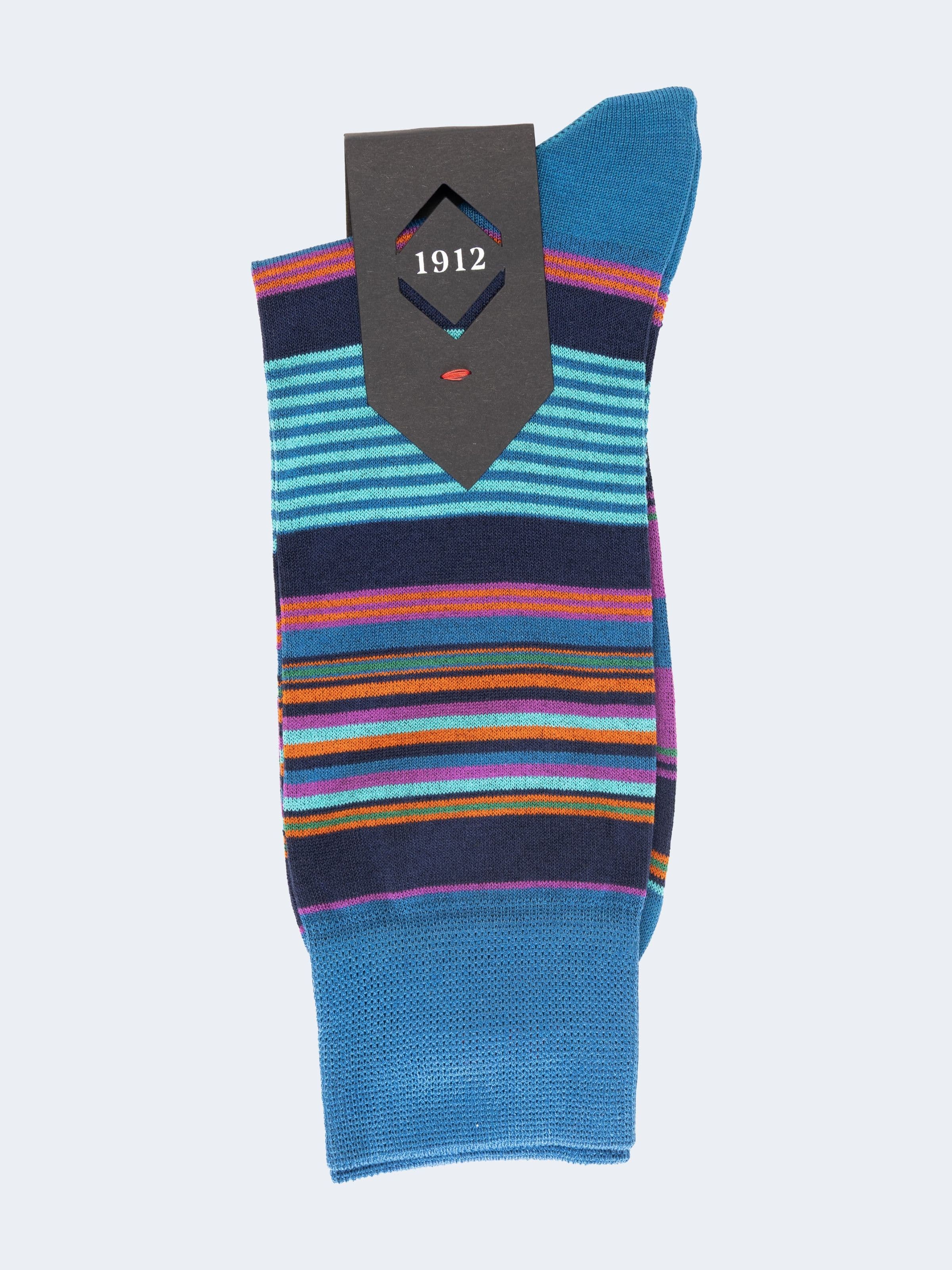 Men's Short Multicolour Striped Cotton Socks - Image 2