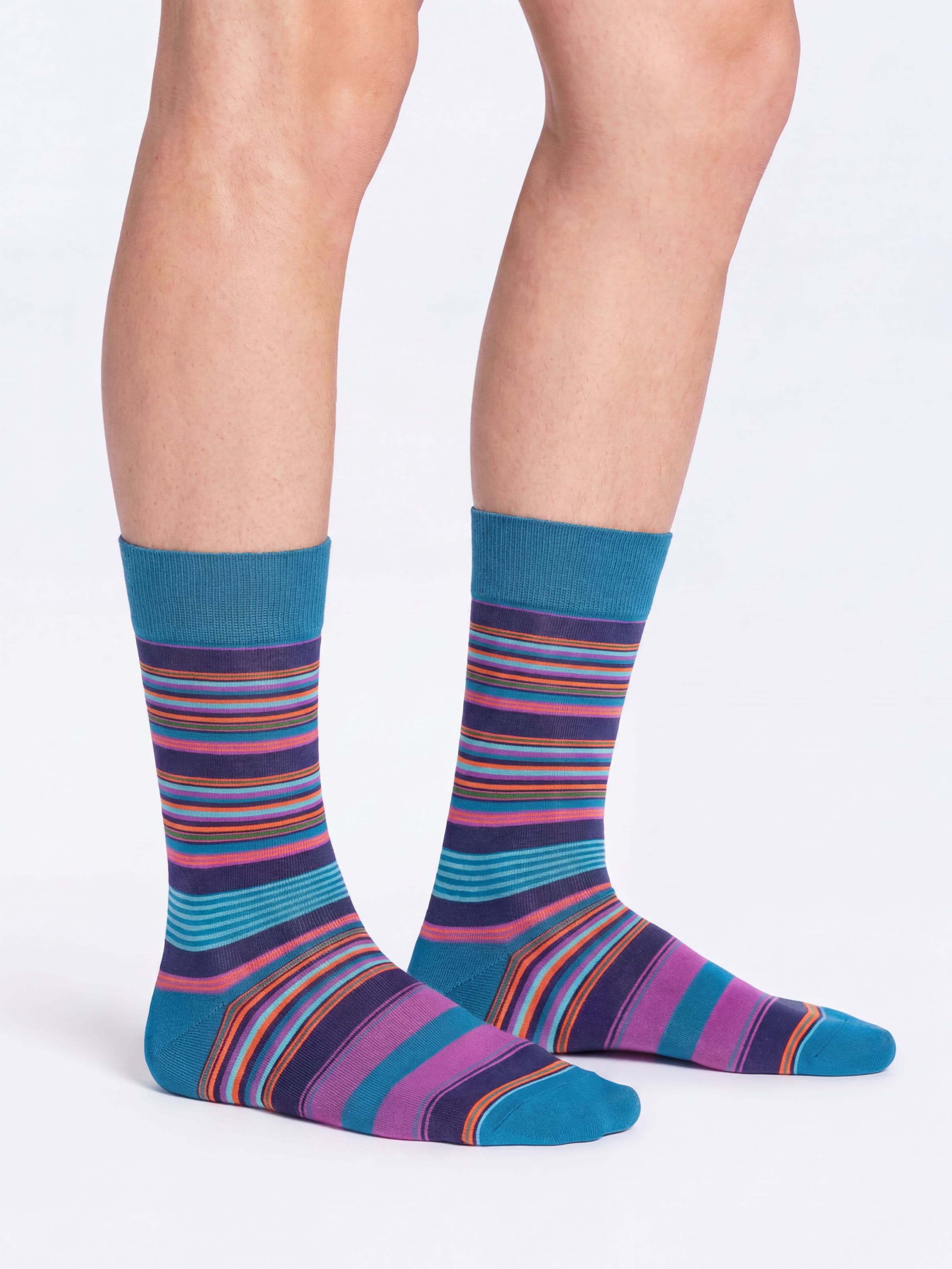 Men's Short Multicolour Striped Cotton Socks - Image 3