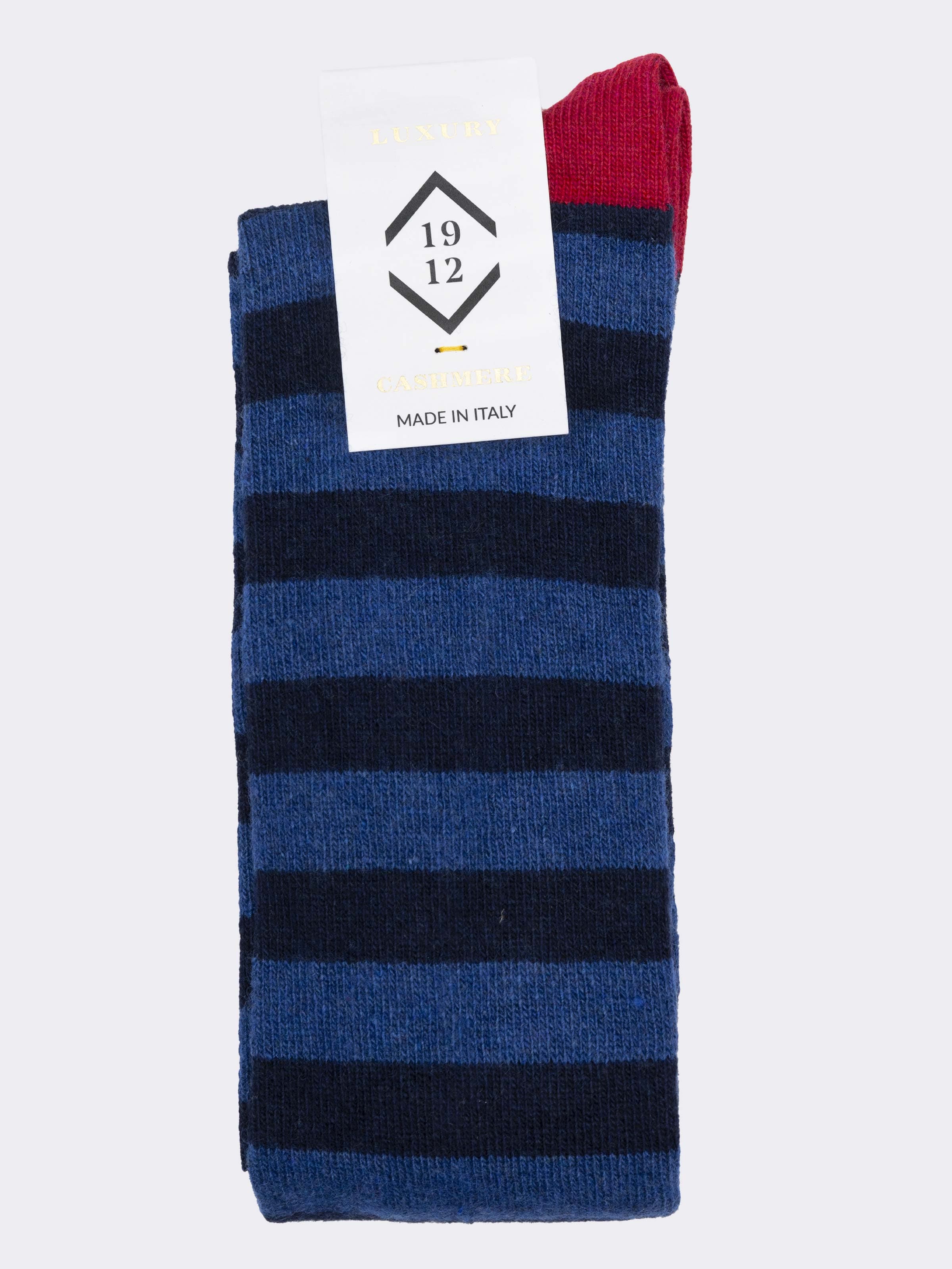 Men's Long Striped Cashmere Blend Socks Made in Italy - Image 2