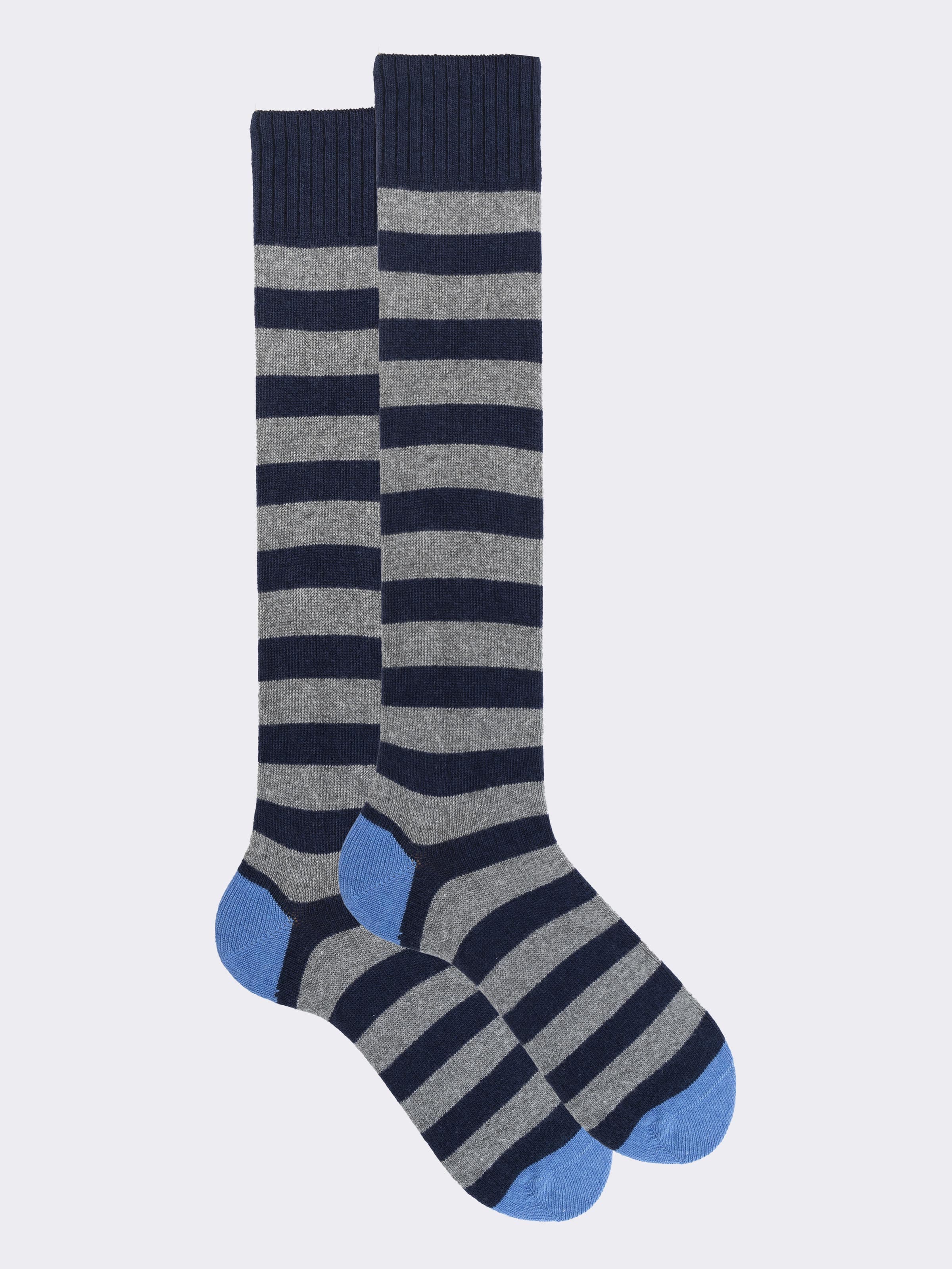 Lange Herren-Streifensocken aus Kaschmir-Mischung Made in Italy - Image 1