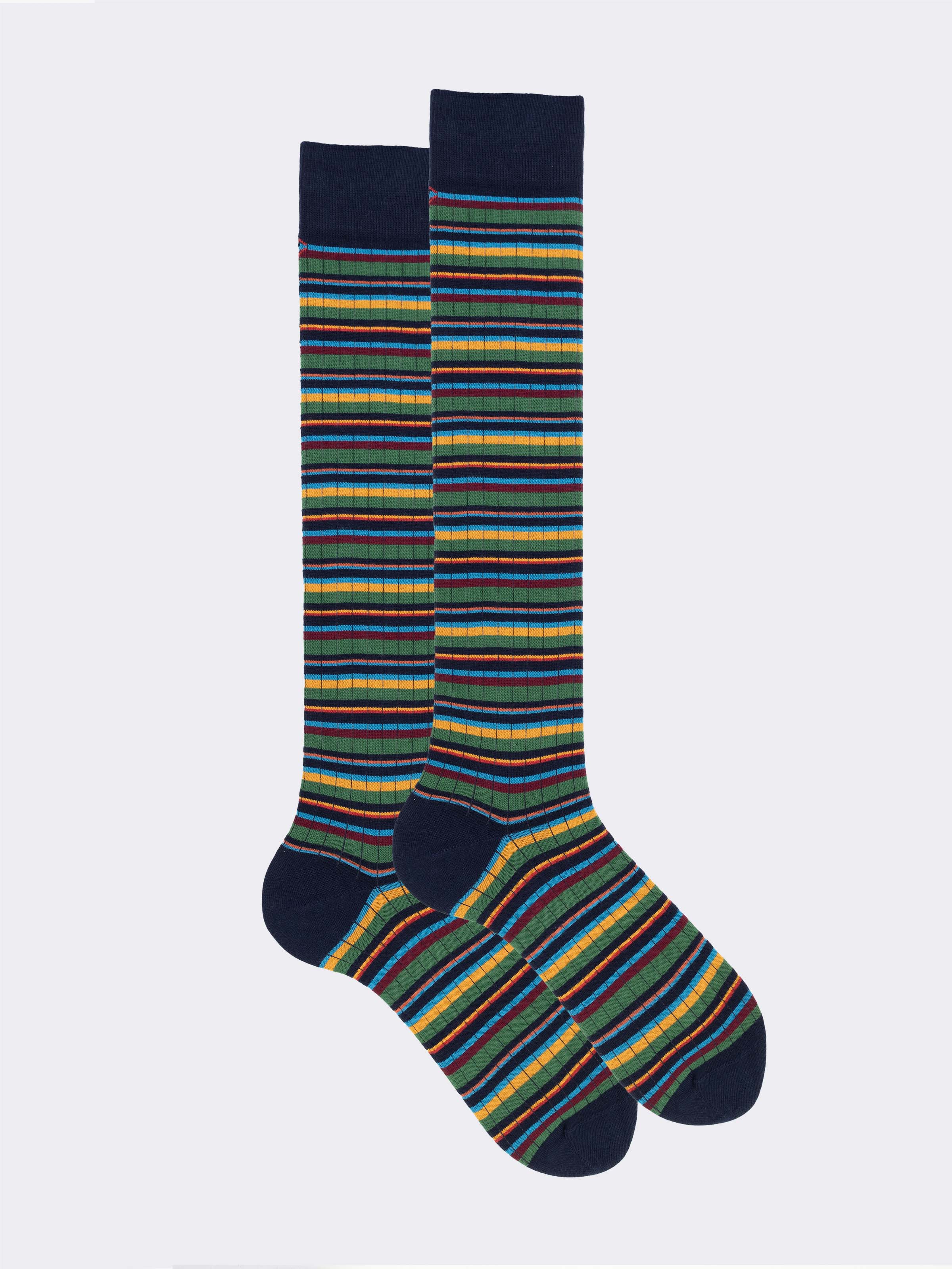 Herren Lange Gestreifte Baumwollsocken - Made in Italy - Image 1