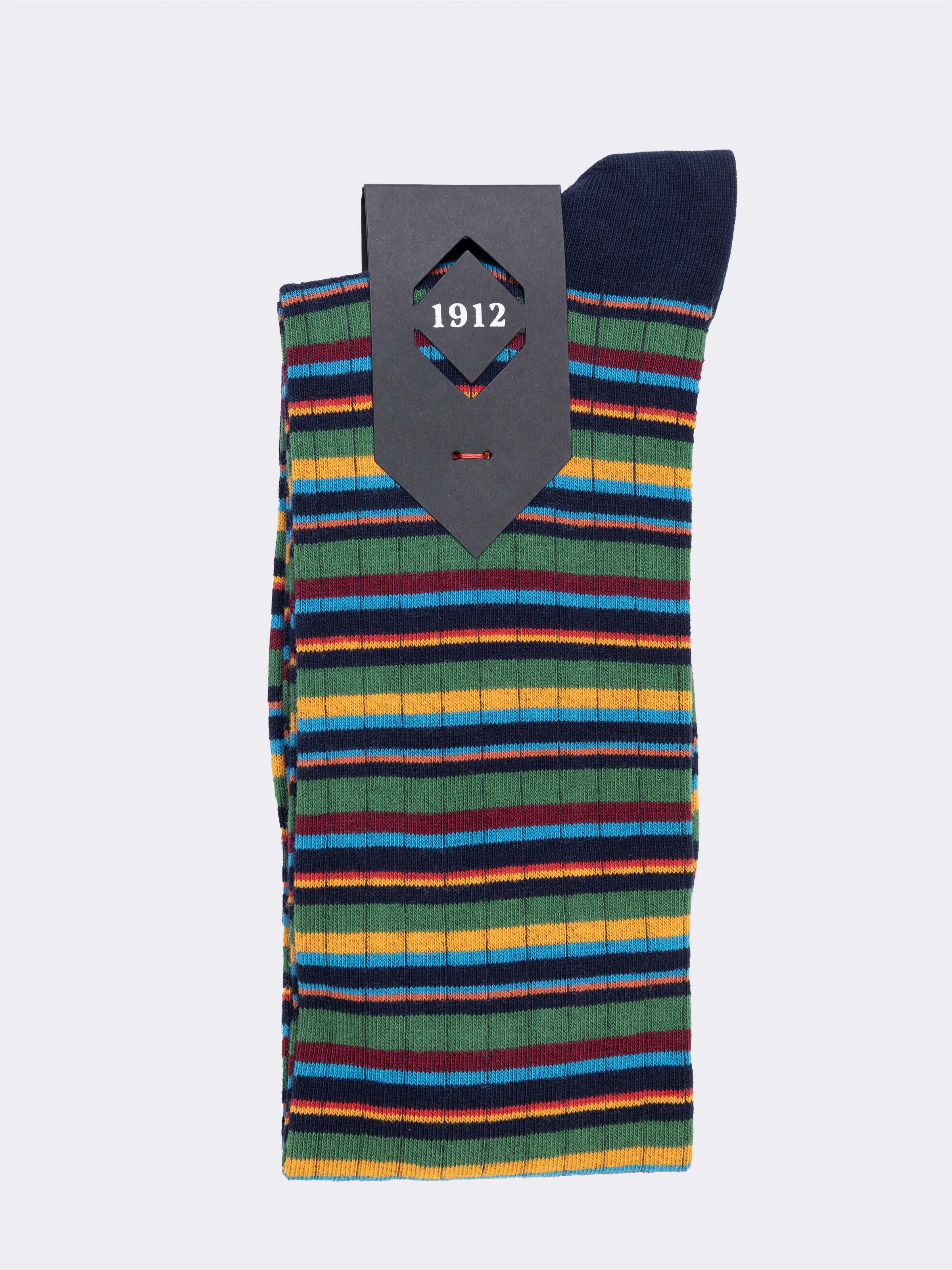 Herren Lange Gestreifte Baumwollsocken - Made in Italy - Image 2