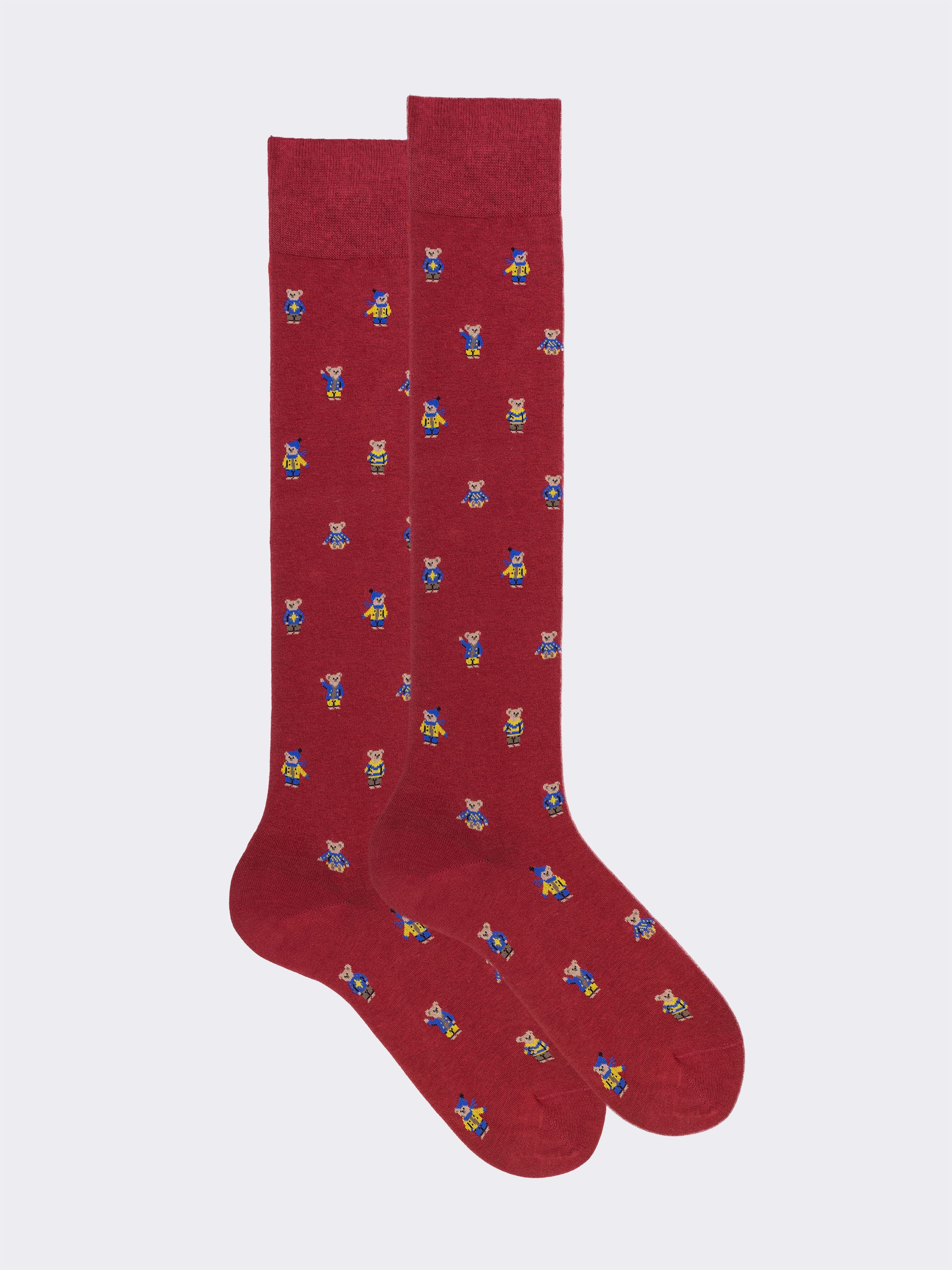 Men's Long Socks with Bear Pattern - Made in Italy - Image 1