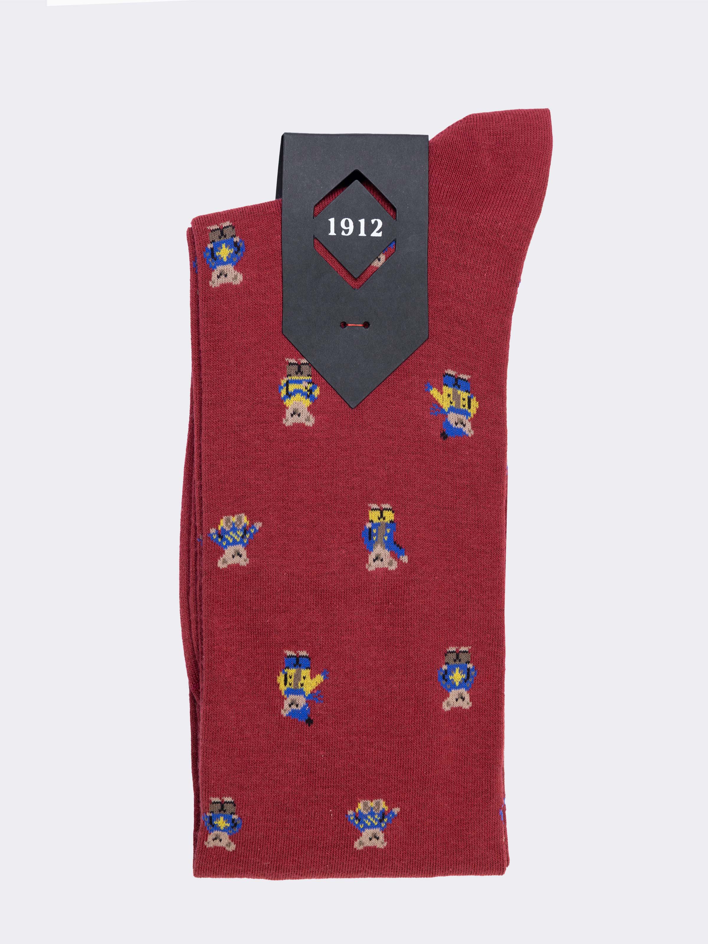 Men's Long Socks with Bear Pattern - Made in Italy - Image 3