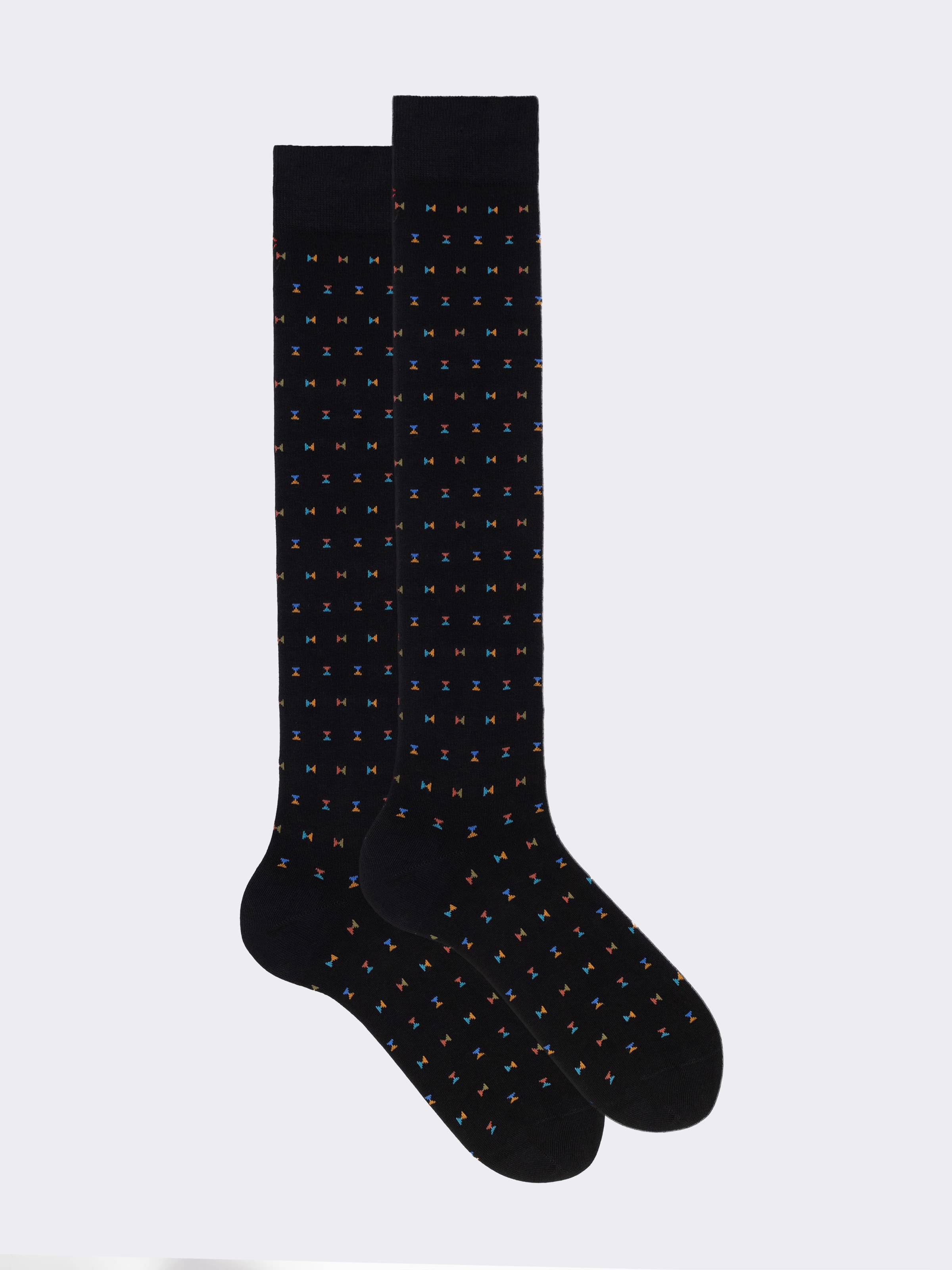 Men's Long Socks with Geometric Pattern in Warm Cotton - Image 1