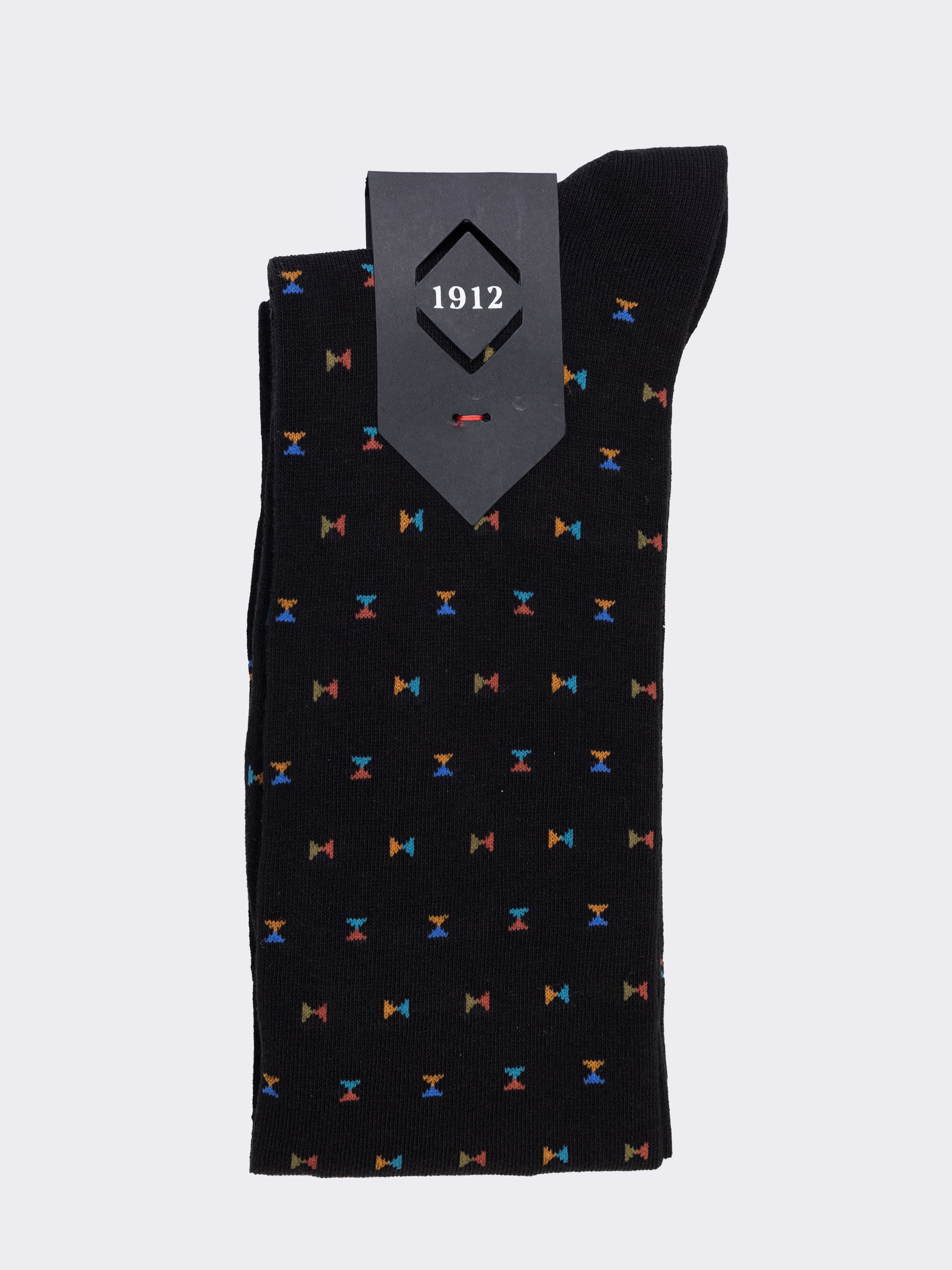 Men's Long Socks with Geometric Pattern in Warm Cotton - Image 3