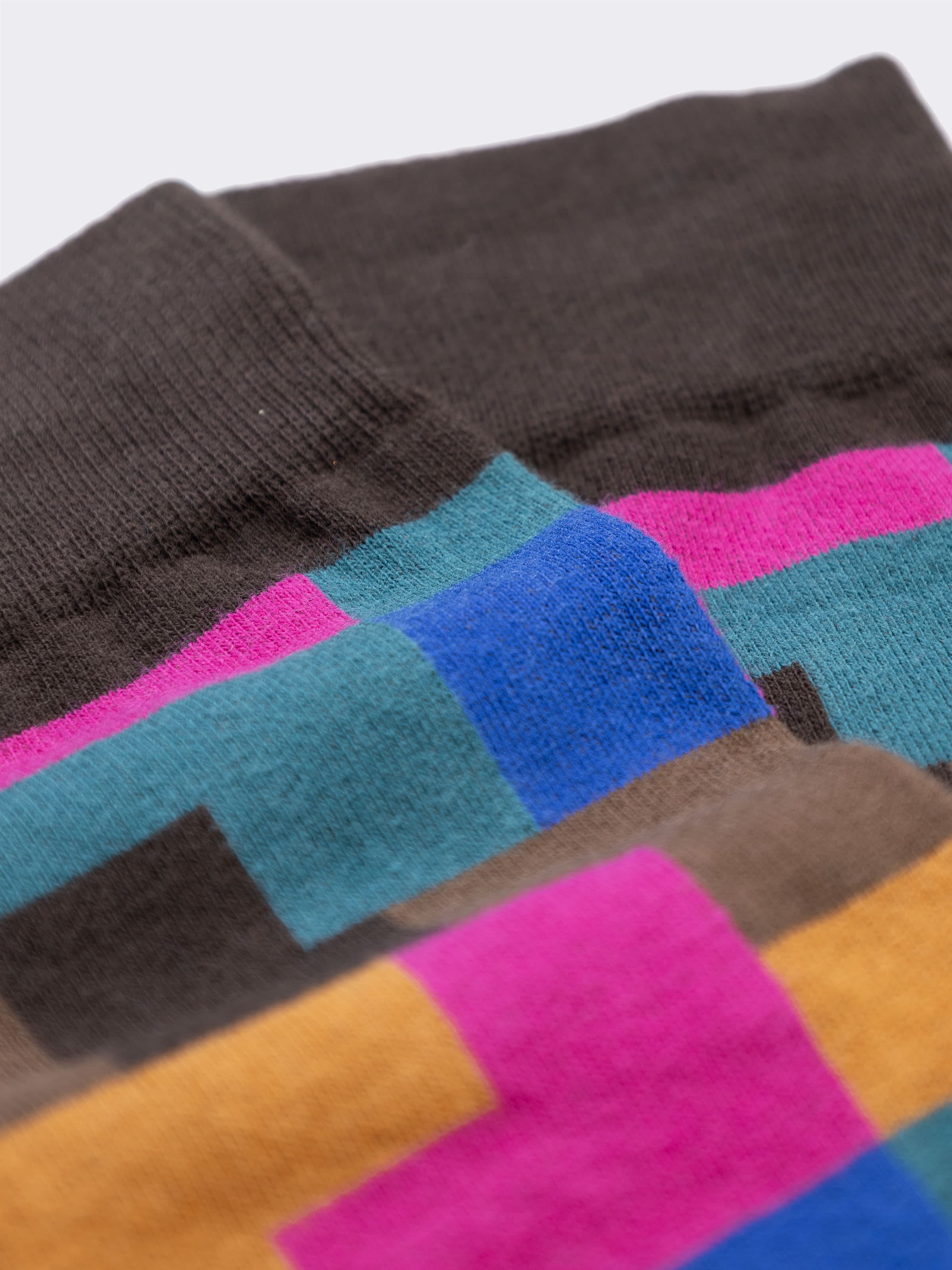 Men's Long Color Block Pattern Socks in Warm Cotton - Made in Italy - Image 2