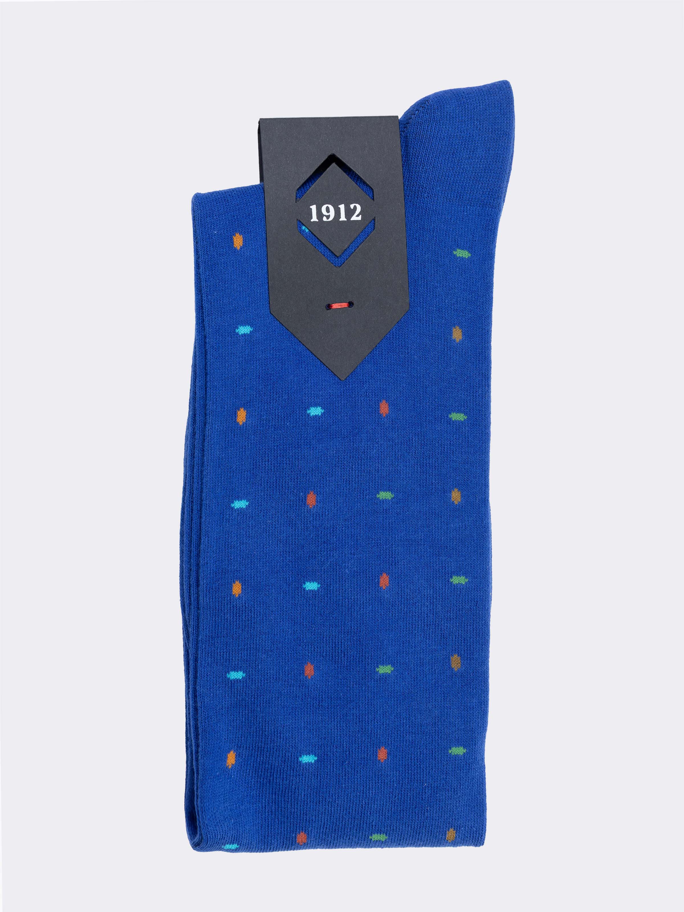 Men's Long Socks Polka dot Pattern Warm Cotton Made in Italy - Image 3