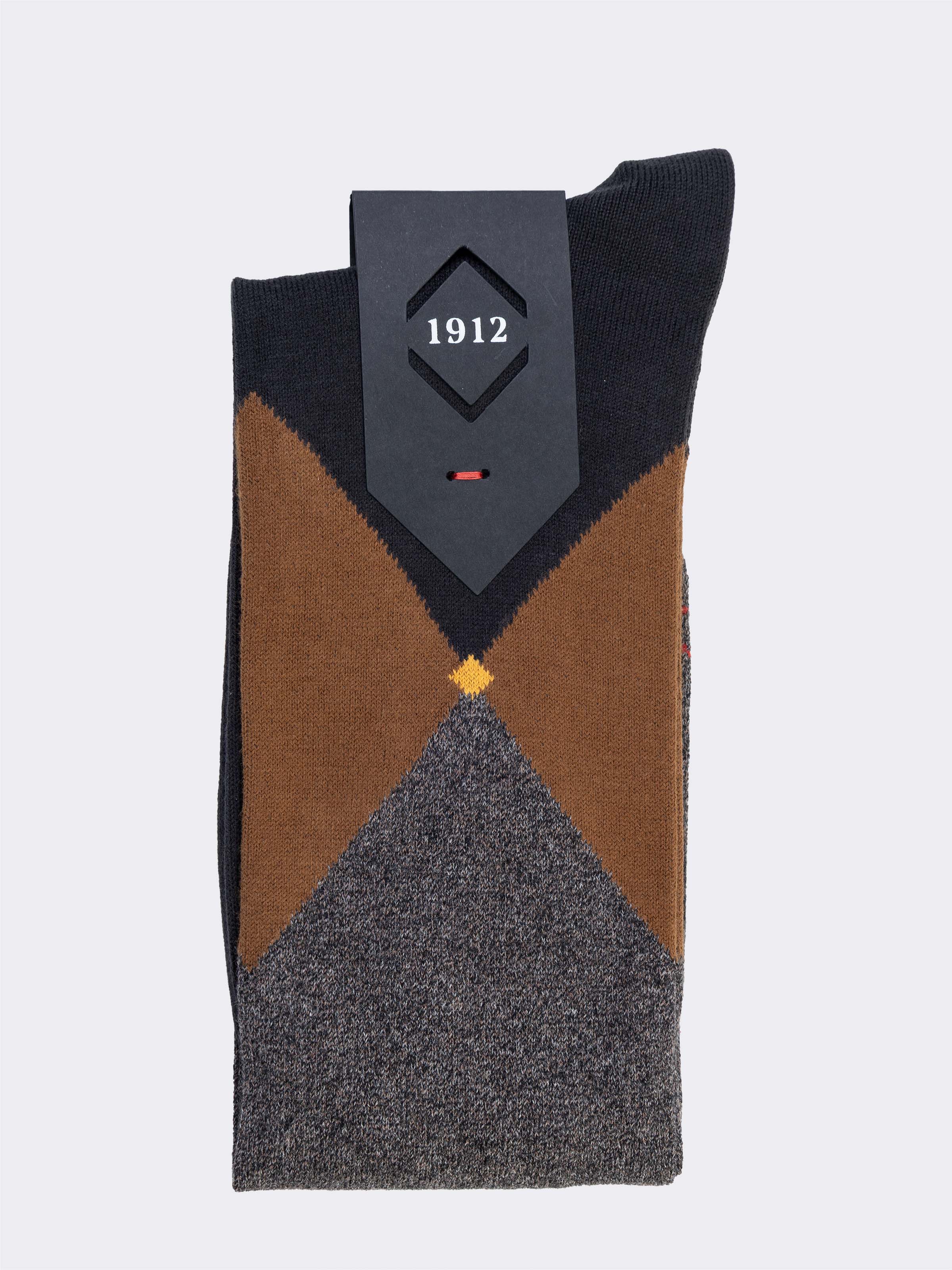Men's Long Diamond Pattern Socks - Made in Italy - Image 3