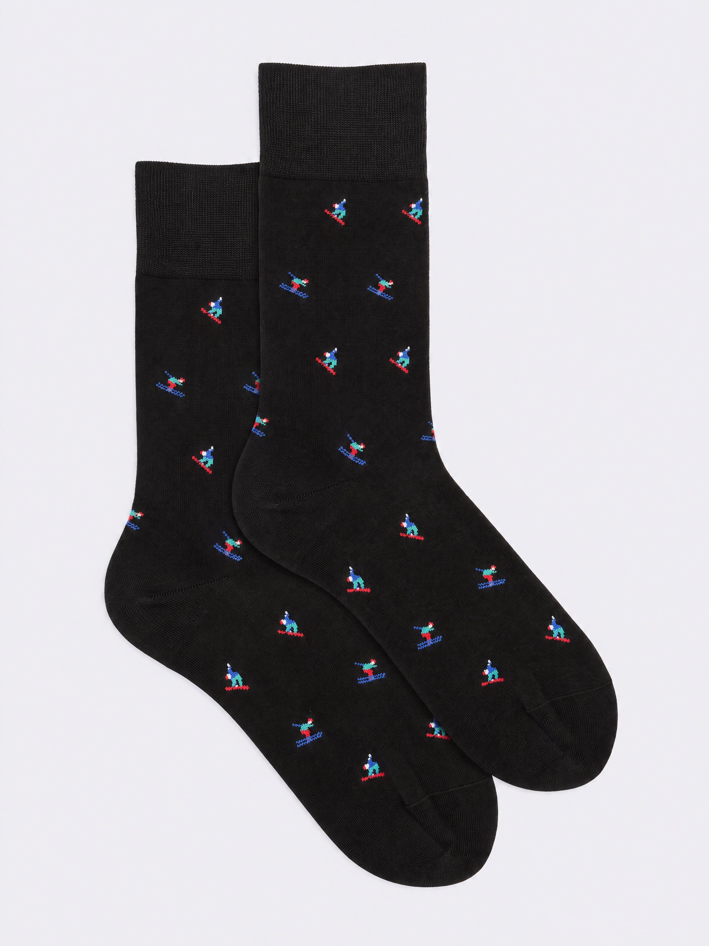 Chaussettes Courtes Homme Motif Skieurs en Coton Chaud - Image 1